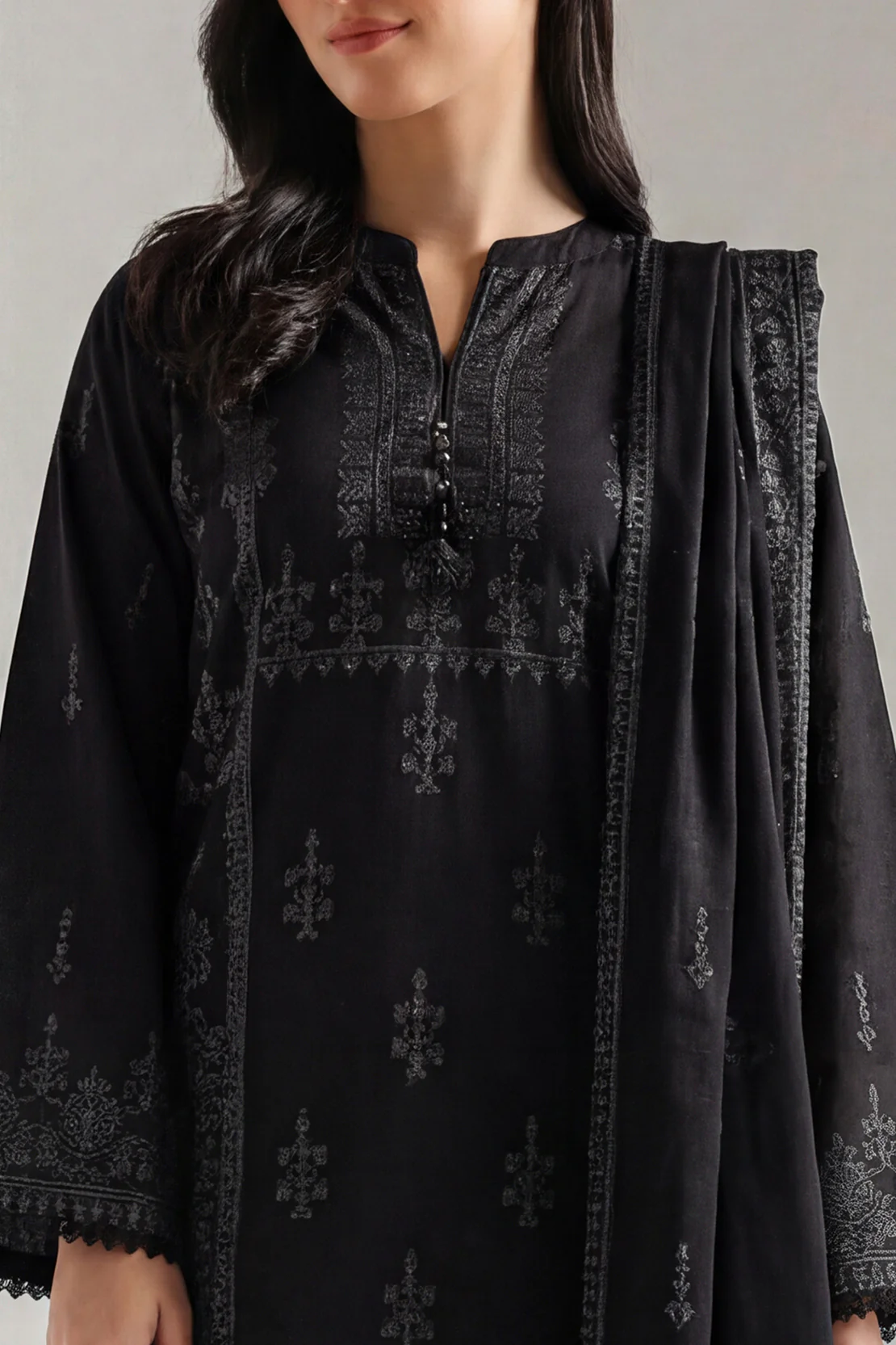 Unstitched Jacquard Cotton 2 Piece (Shirt/Dupatta) - Image 4