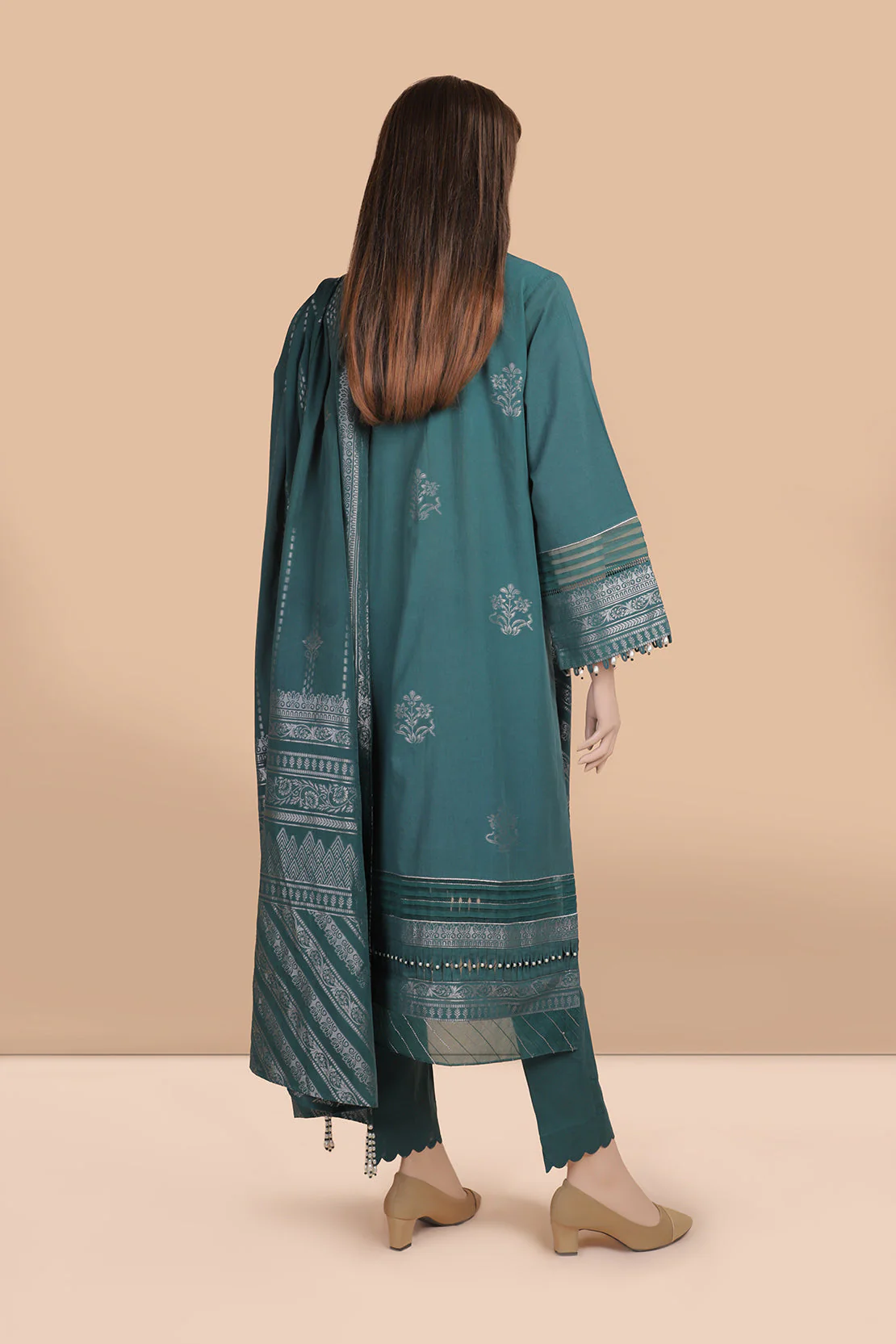 Unstitched Jacquard Cotton 2 Piece (Shirt/Dupatta) - Image 2