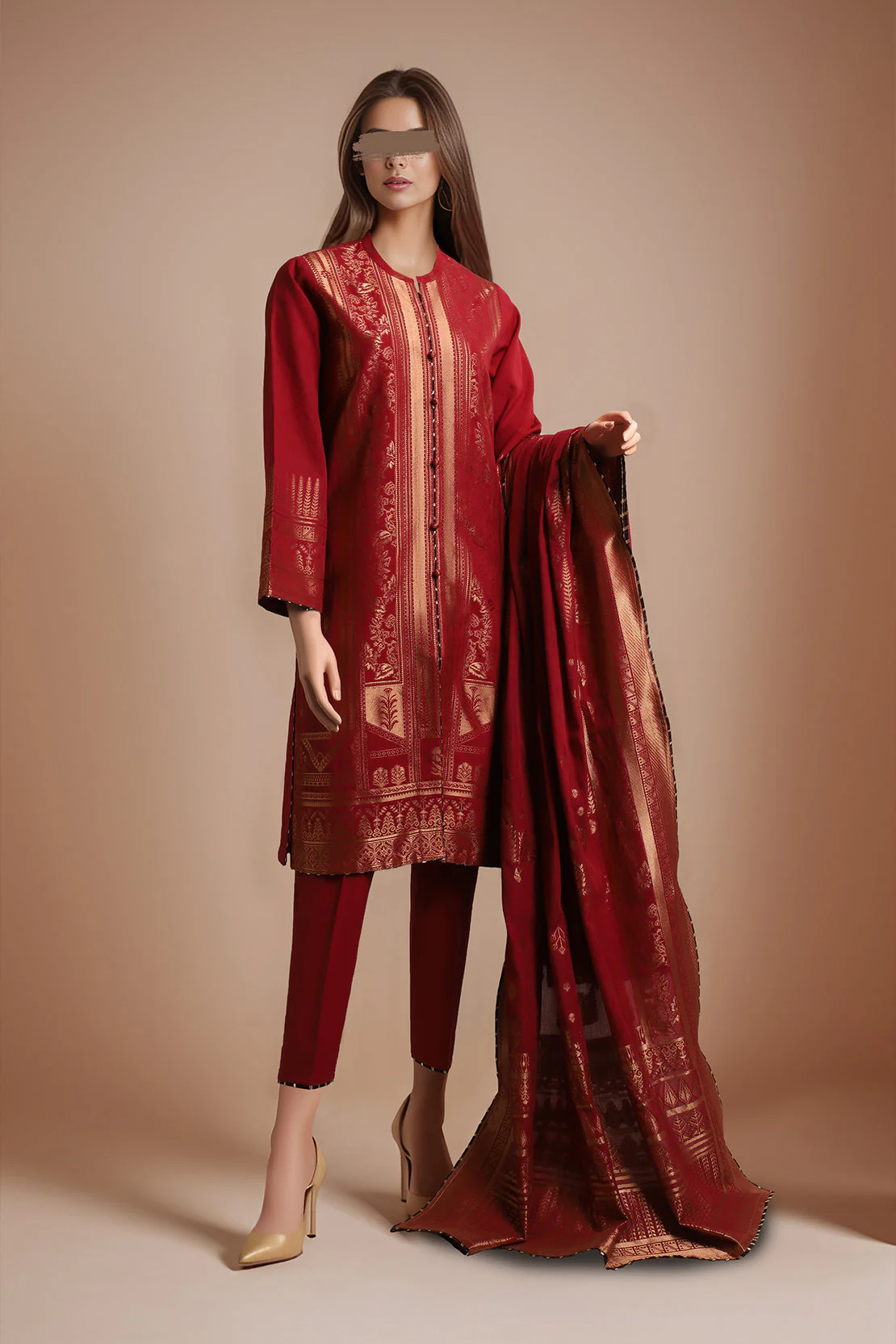 Unstitched Jacquard Cotton 2 Piece (Shirt/Dupatta)