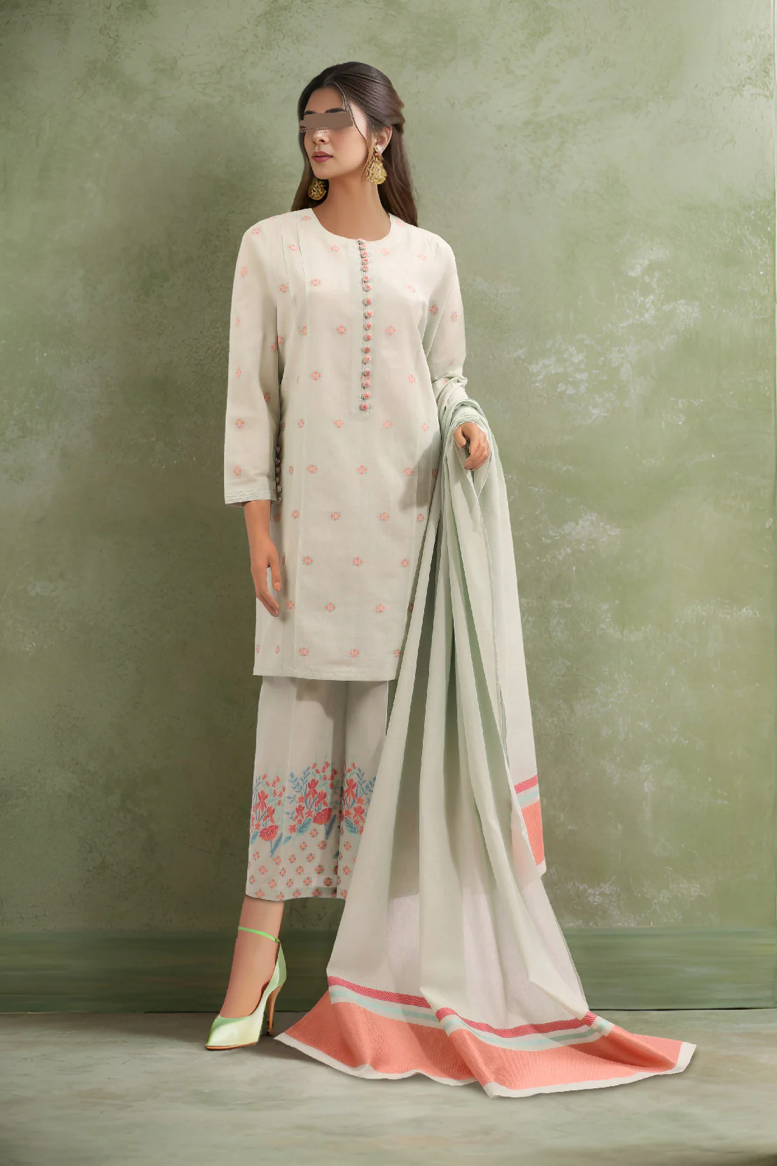 Unstitched Jacquard Cotton 2 Piece (Shirt/Dupatta)