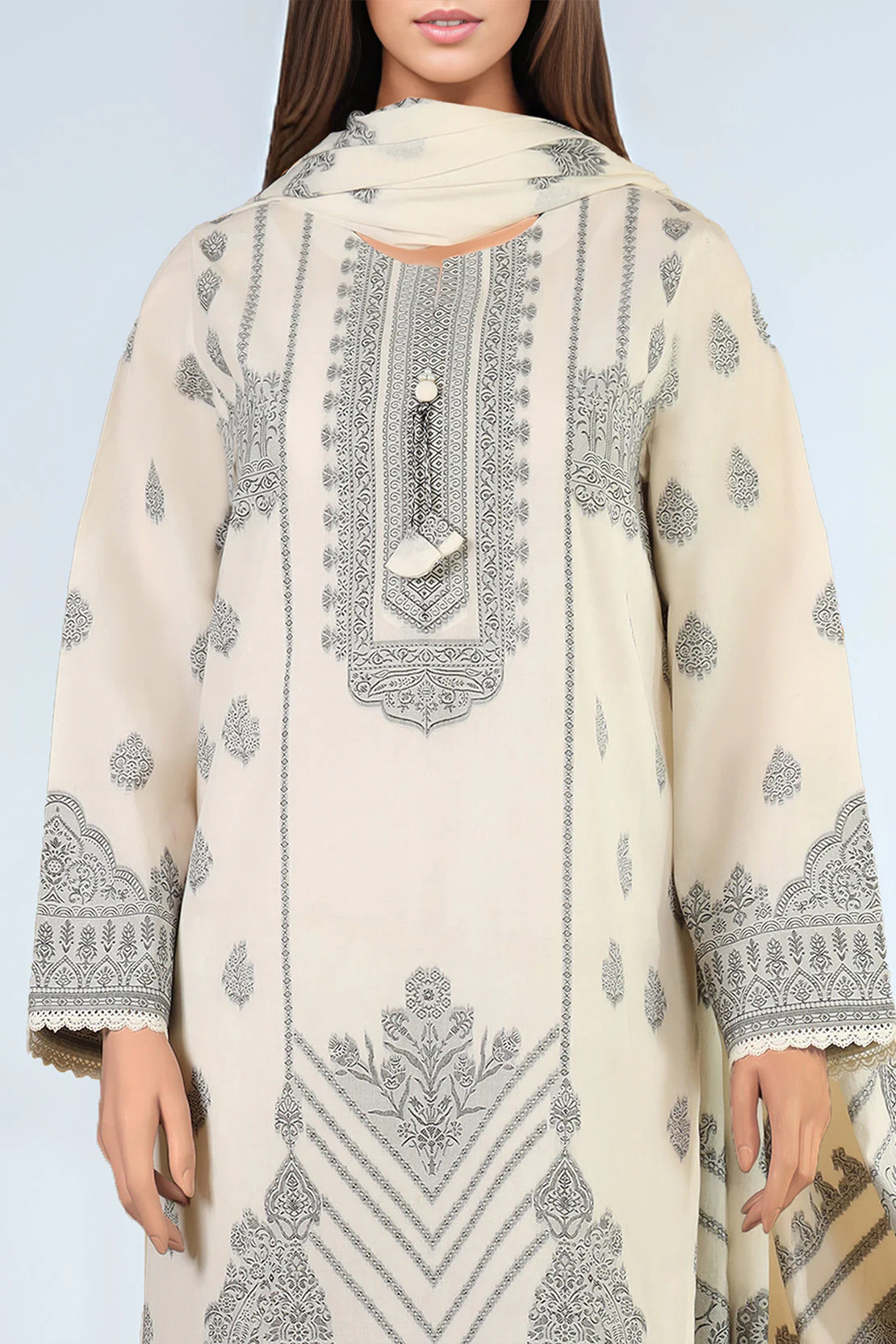 Unstitched Jacquard Cotton 2 Piece (Shirt/Dupatta)