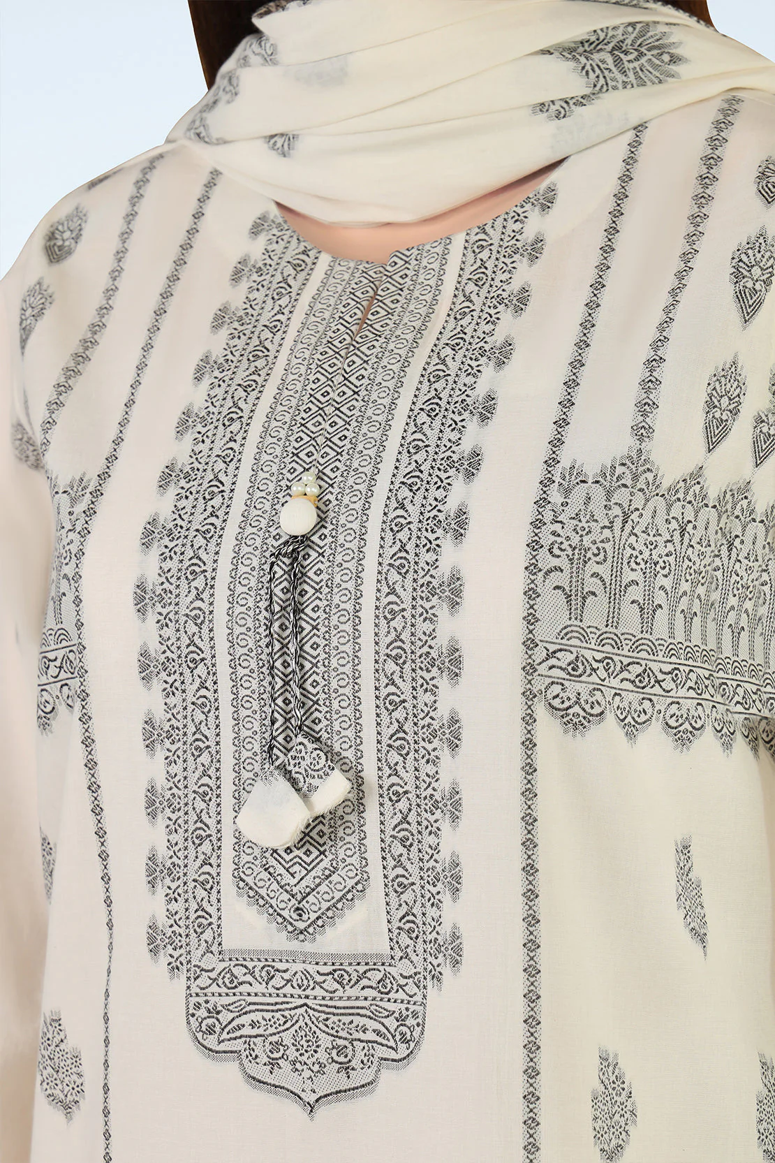 Unstitched Jacquard Cotton 2 Piece (Shirt/Dupatta) - Image 3