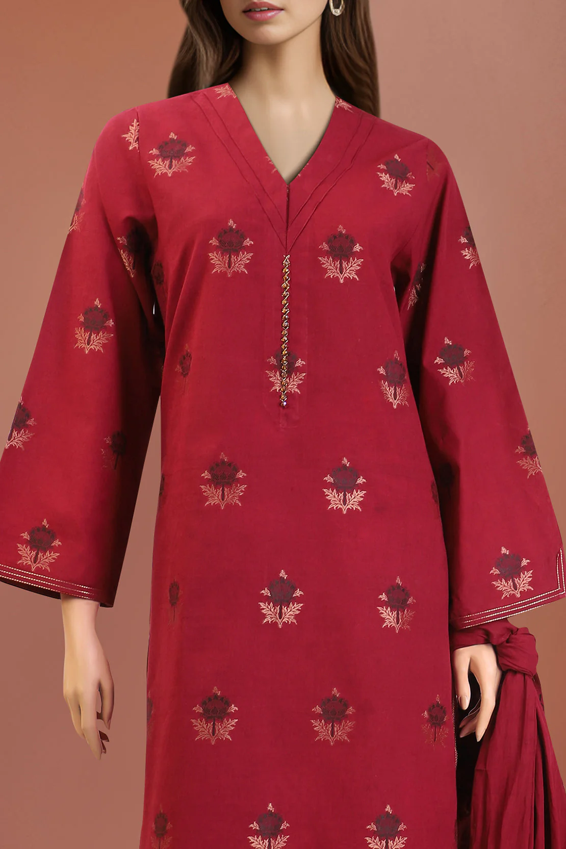 Unstitched Jacquard Cotton 2 Piece (Shirt/Dupatta)