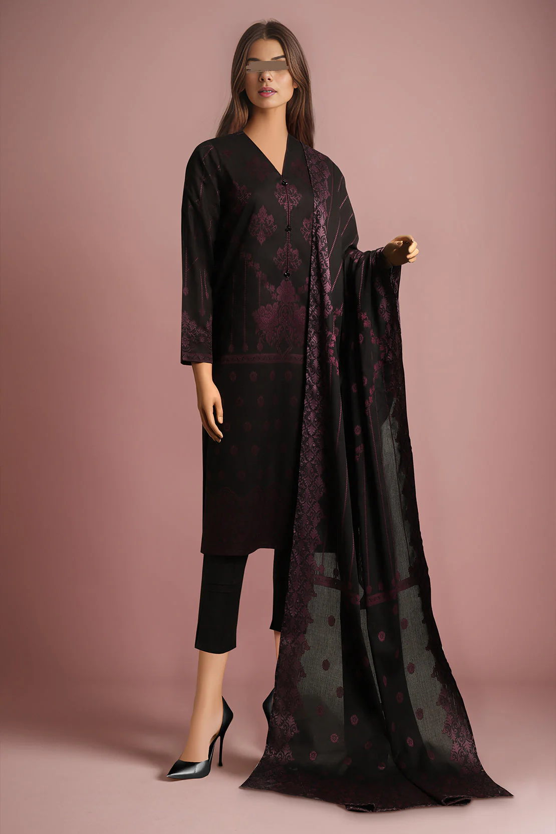 Unstitched Jacquard Cotton 2 Piece (Shirt/Dupatta)