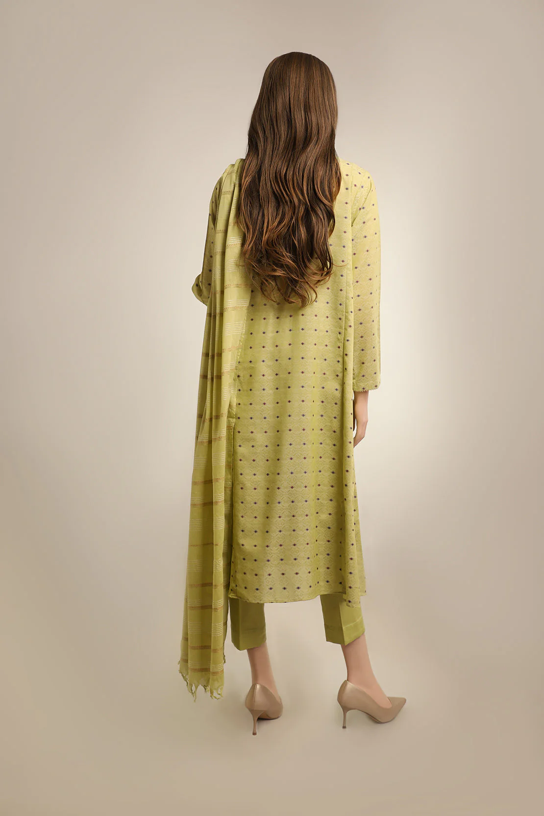 Unstitched Jacquard Cotton 2 Piece (Shirt/Dupatta) - Image 2
