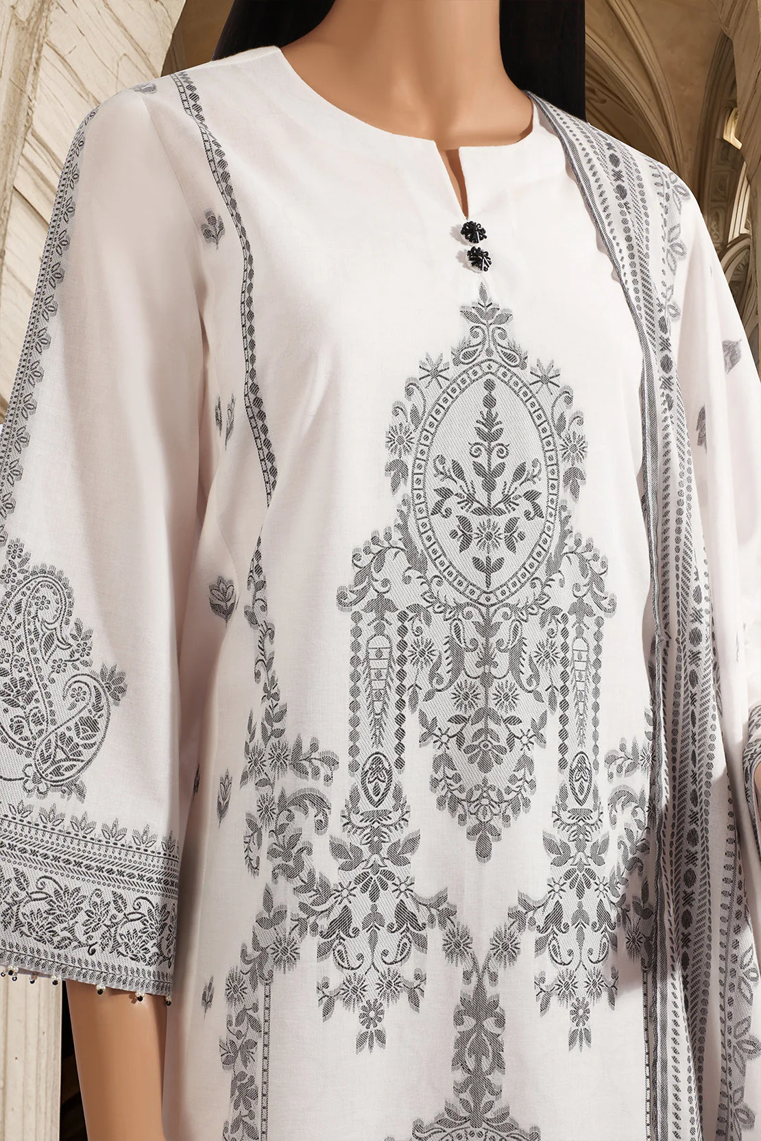 Unstitched Jacquard Cotton 2 Piece (Shirt/Dupatta) - Image 2