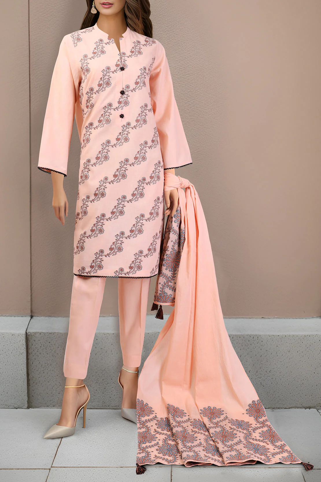 Unstitched Jacquard Cotton 2 Piece (Shirt/Dupatta)