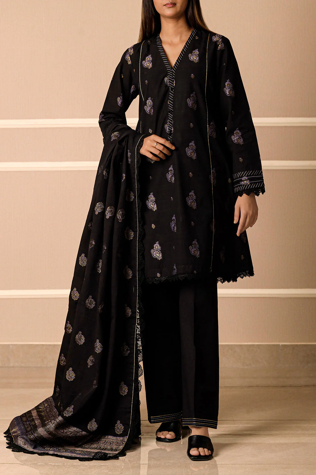 Unstitched Jacquard Cotton 2 Piece (Shirt/Dupatta)