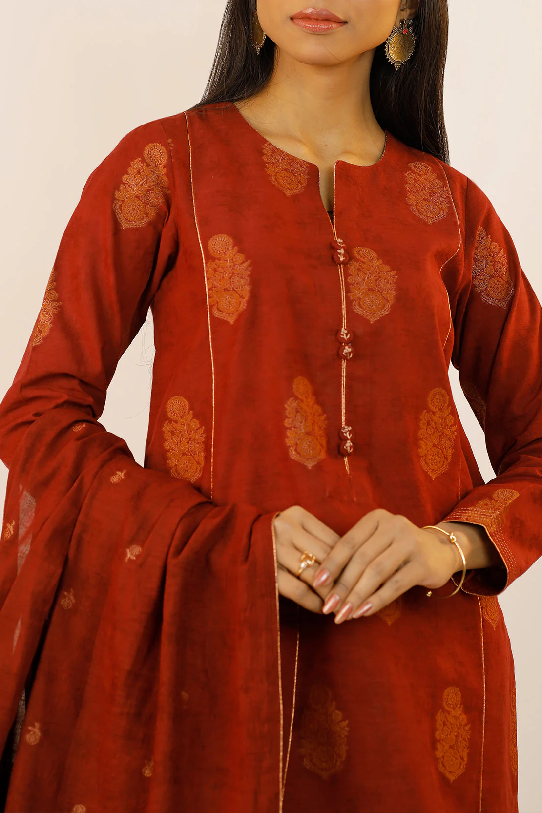 Unstitched Jacquard Cotton 2 Piece (Shirt/Dupatta) - Image 6