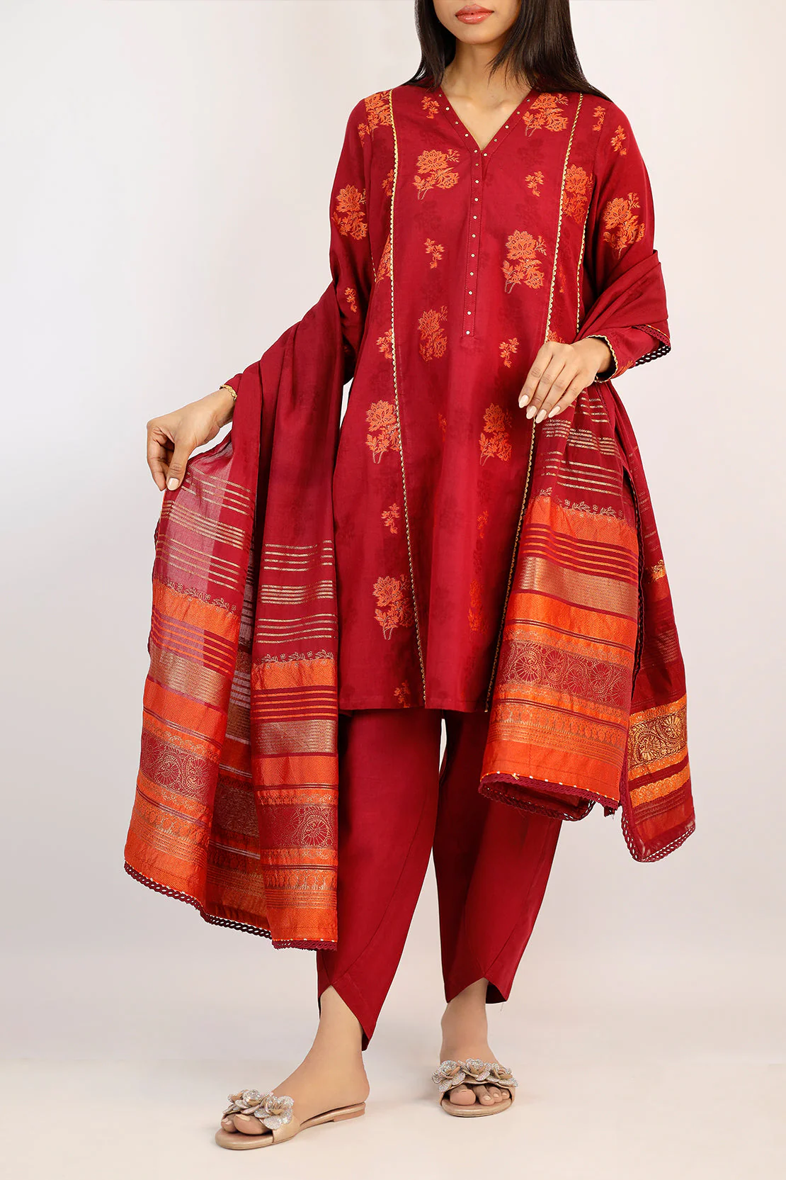 Unstitched Jacquard Cotton 2 Piece (Shirt/Dupatta)