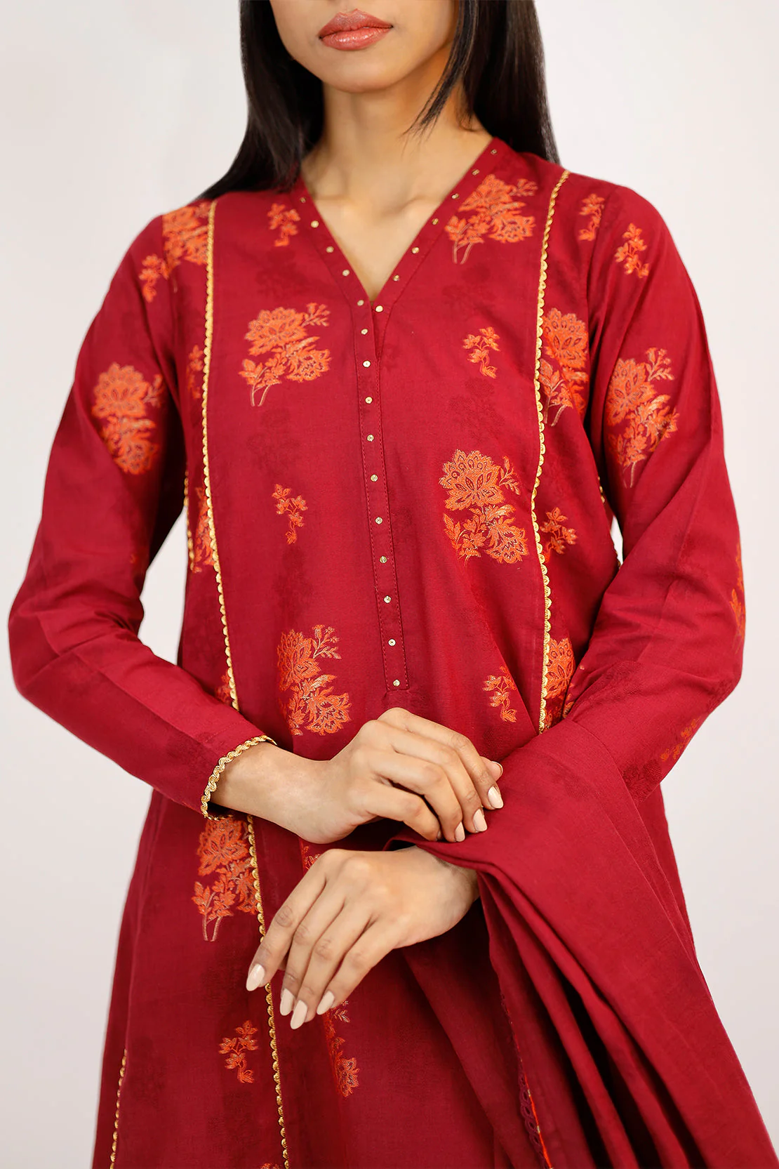 Unstitched Jacquard Cotton 2 Piece (Shirt/Dupatta) - Image 4