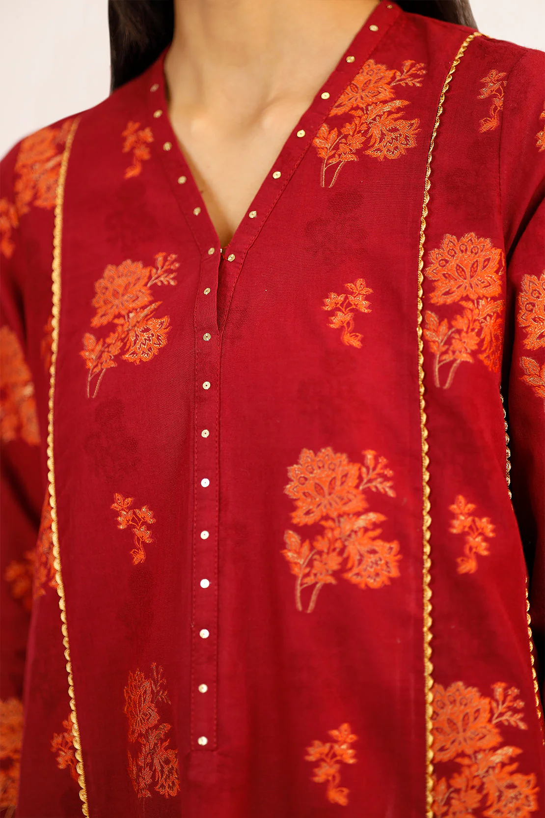 Unstitched Jacquard Cotton 2 Piece (Shirt/Dupatta) - Image 5