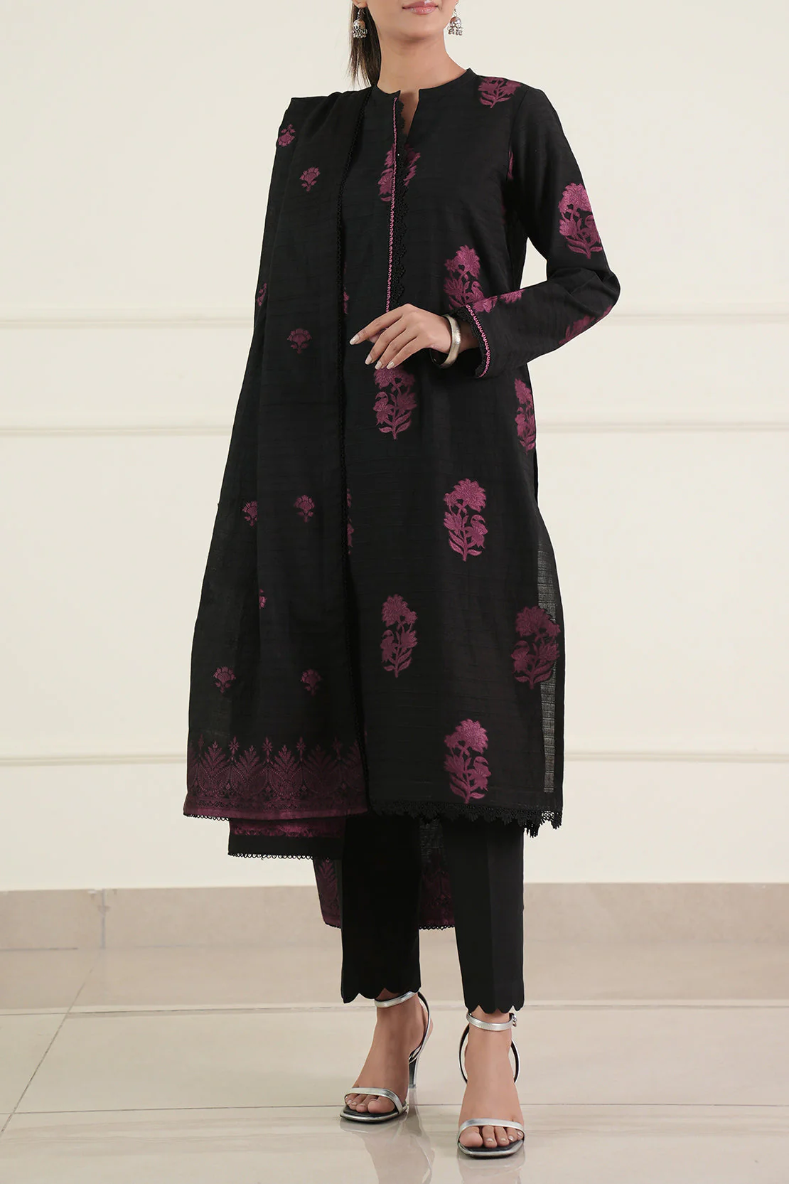Unstitched Jacquard Cotton 2 Piece (Shirt/Dupatta)