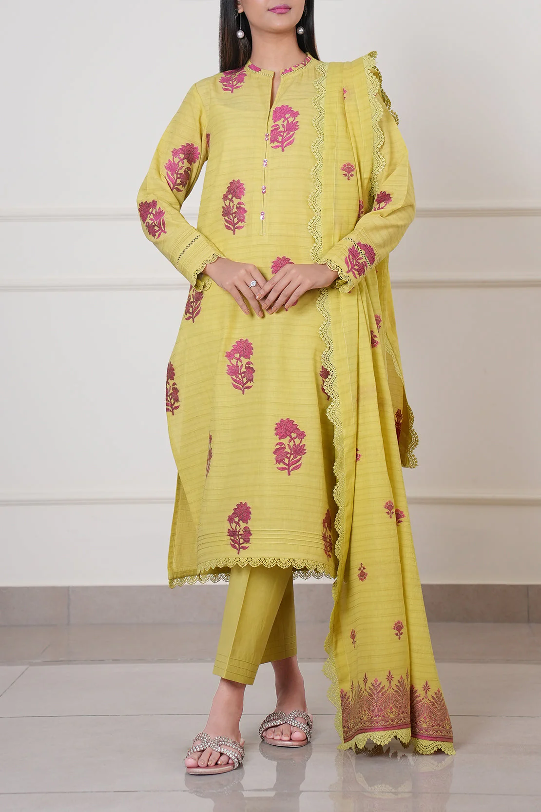 Unstitched Jacquard Cotton 2 Piece (Shirt/Dupatta)
