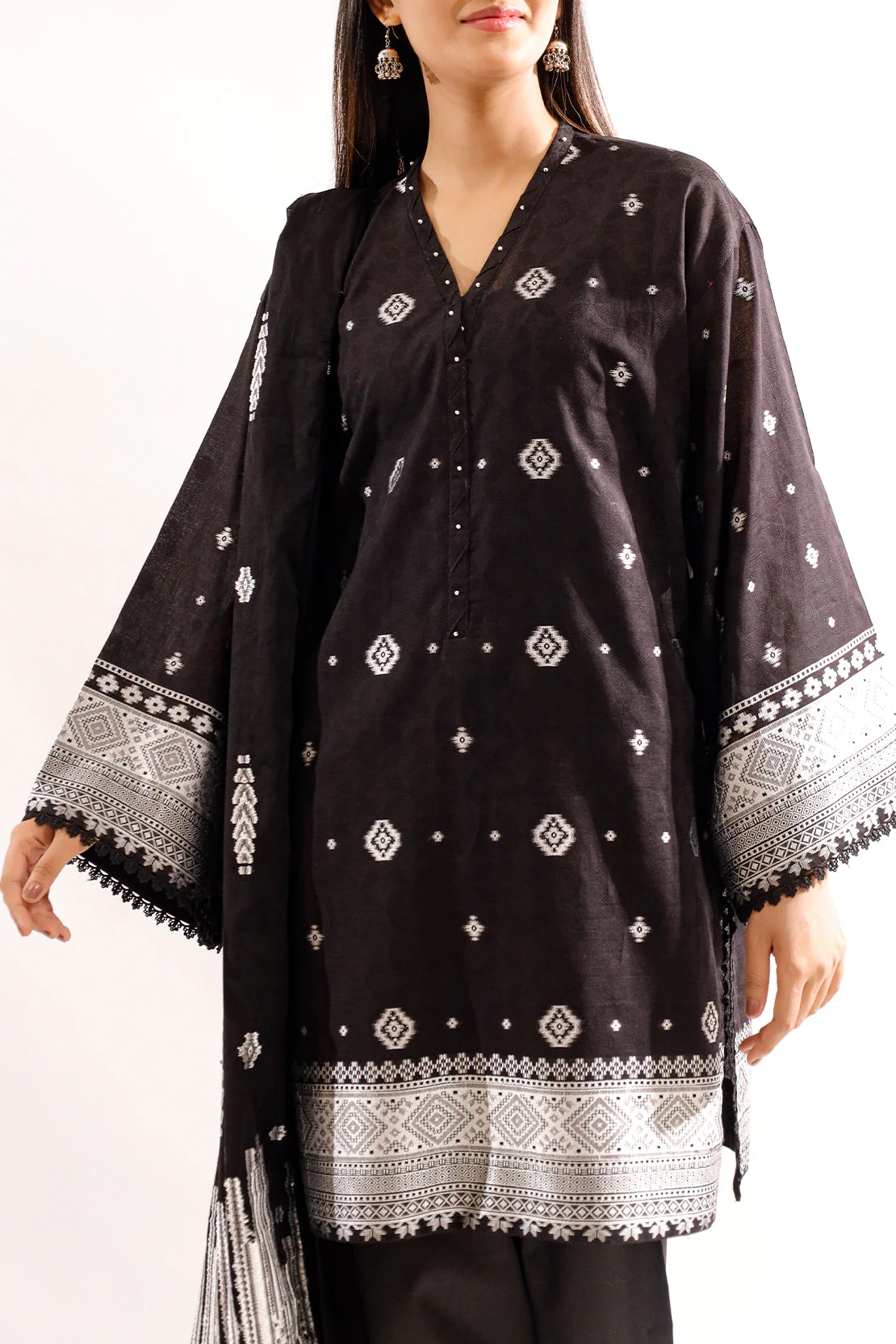 Unstitched Jacquard Cotton 2 Piece (Shirt/Dupatta) - Image 4
