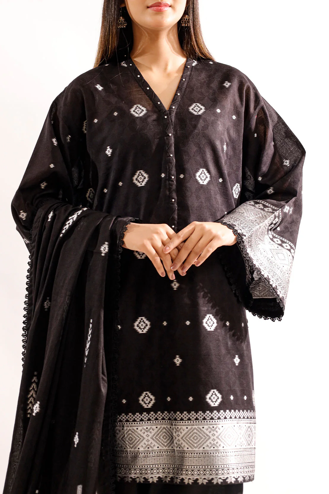 Unstitched Jacquard Cotton 2 Piece (Shirt/Dupatta) - Image 6