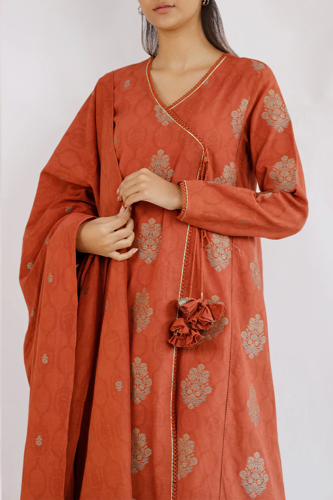 Unstitched Jacquard Cotton 2 Piece (Shirt/Dupatta) - Image 2