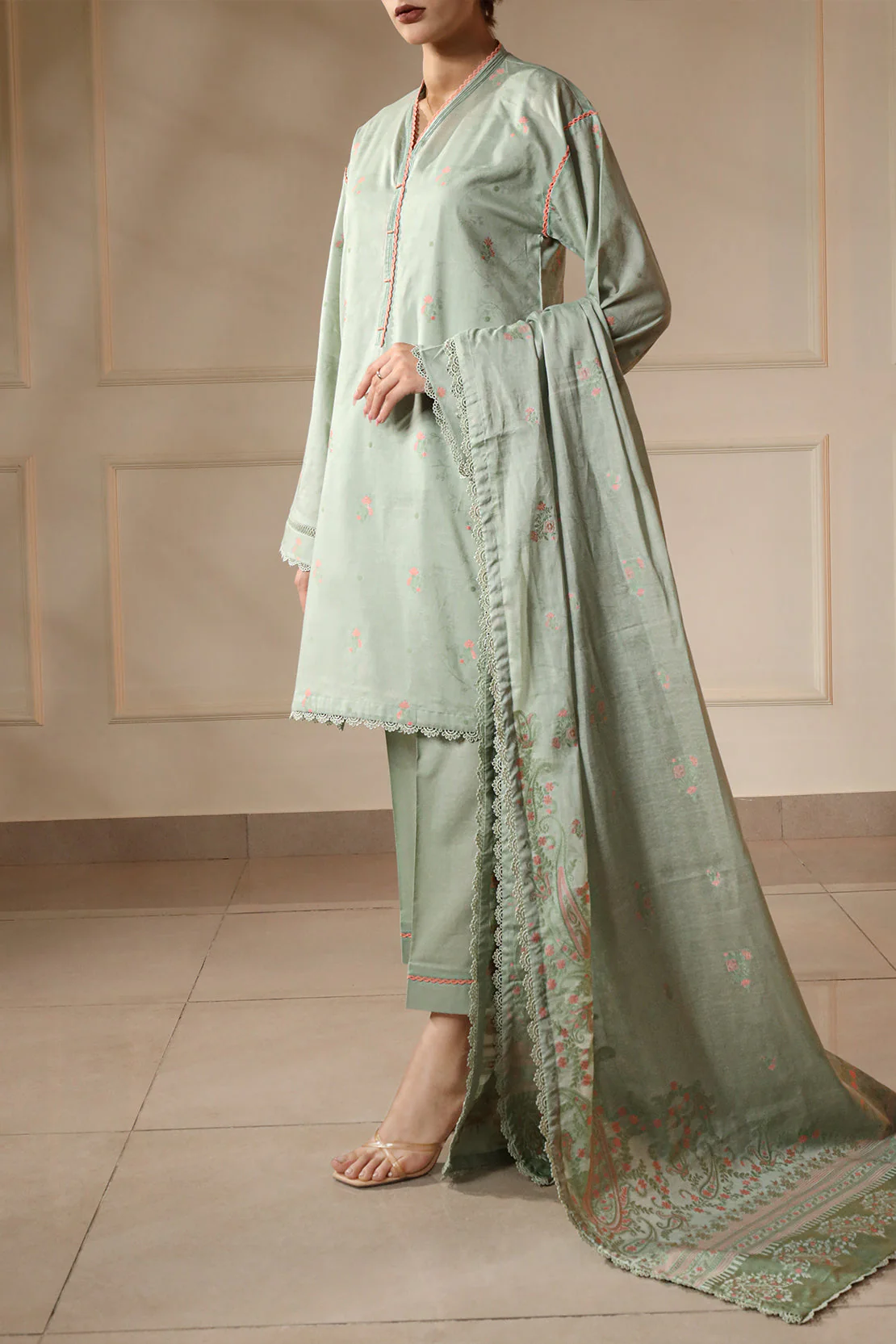 Unstitched Jacquard Cotton 2 Piece (Shirt/Dupatta)