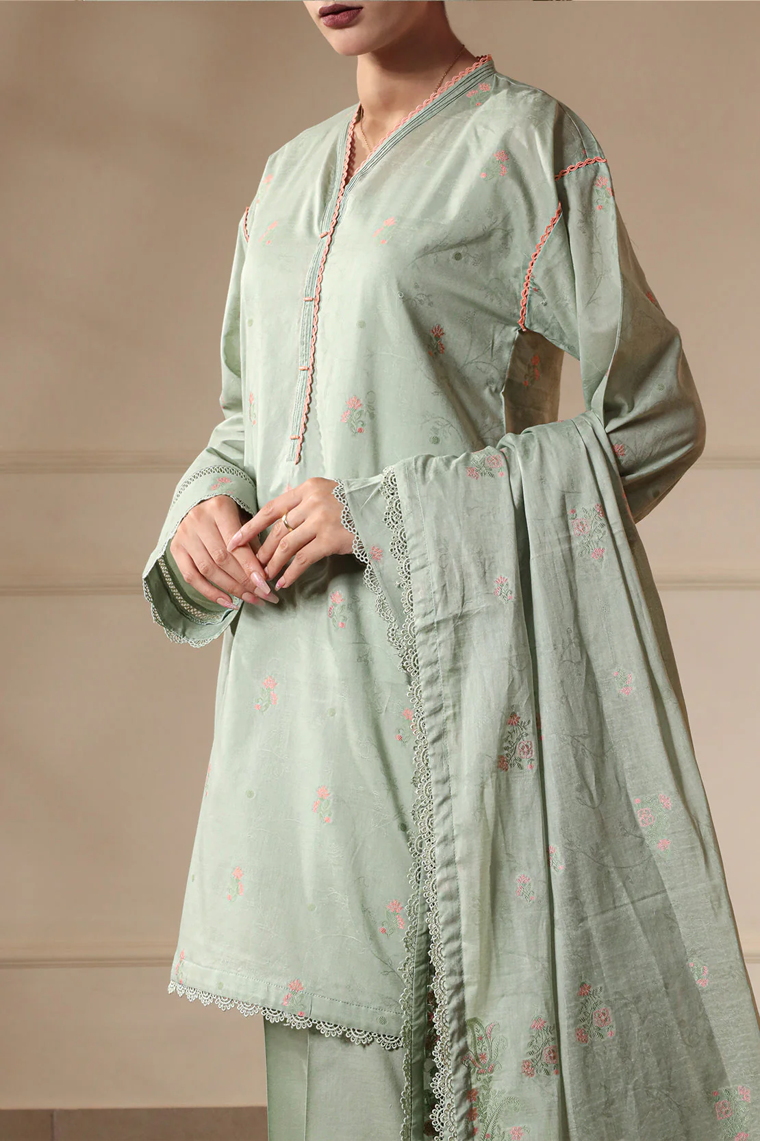 Unstitched Jacquard Cotton 2 Piece (Shirt/Dupatta) - Image 2