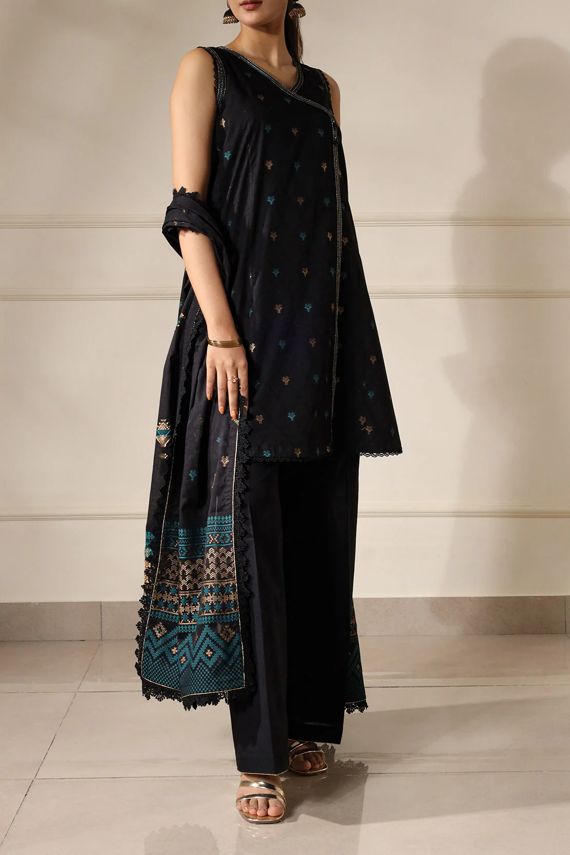 Unstitched Jacquard Cotton 2 Piece (Shirt/Dupatta)