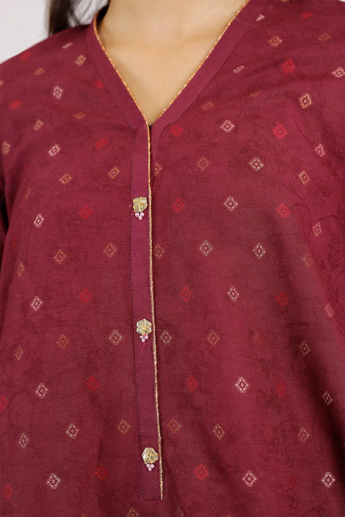 Unstitched Jacquard Cotton 2 Piece (Shirt/Dupatta) - Image 5