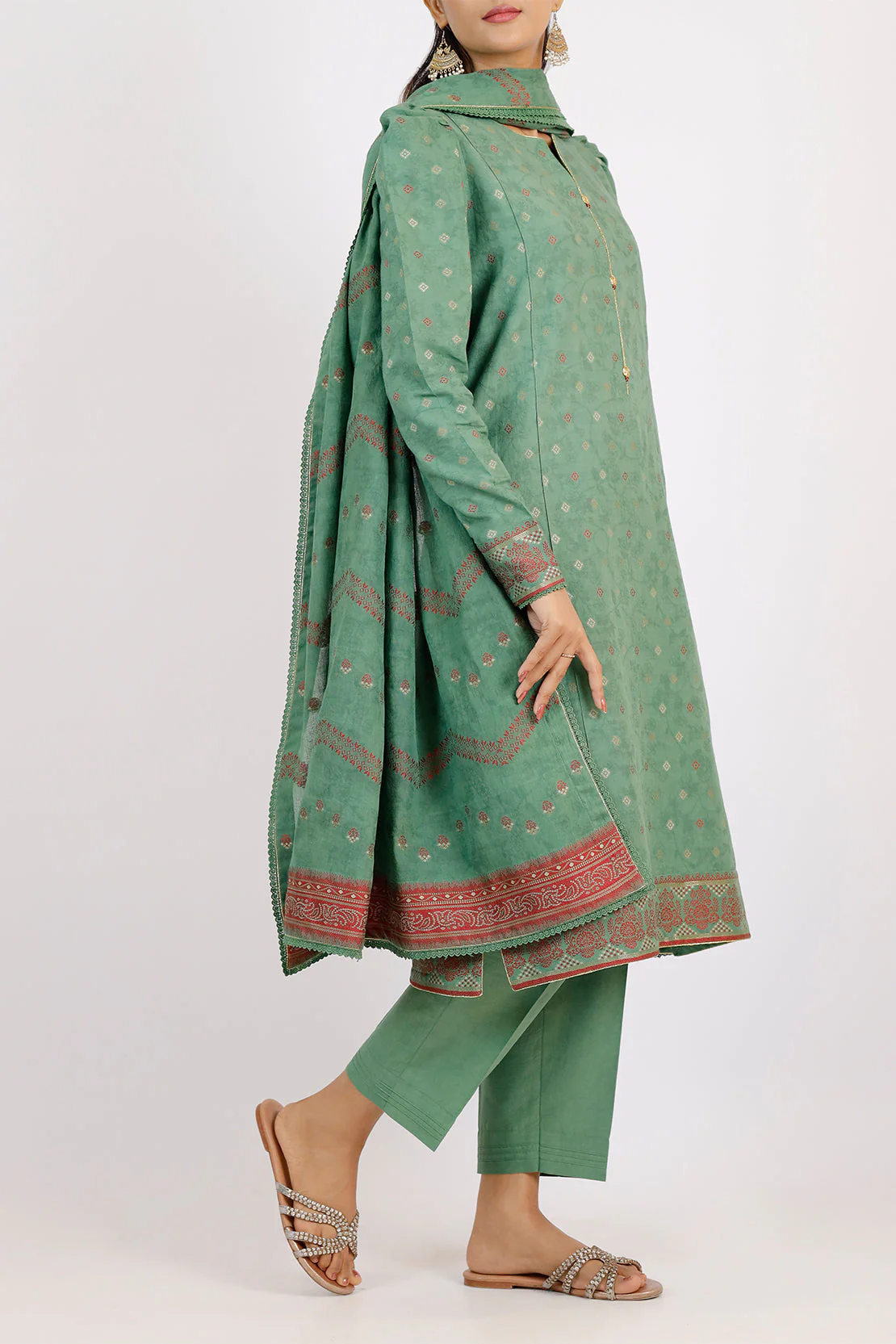 Unstitched Jacquard Cotton 2 Piece (Shirt/Dupatta) - Image 2