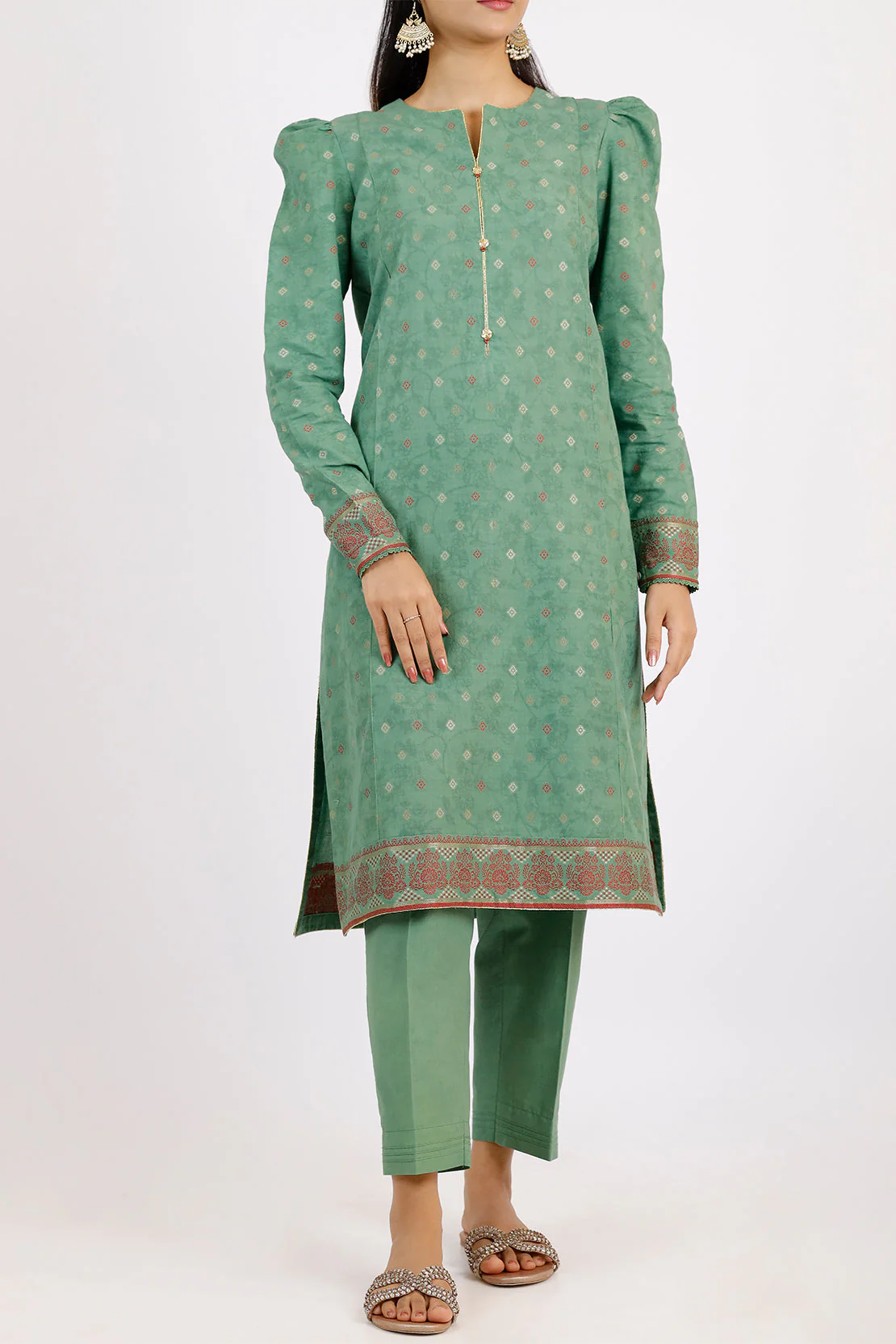 Unstitched Jacquard Cotton 2 Piece (Shirt/Dupatta) - Image 3