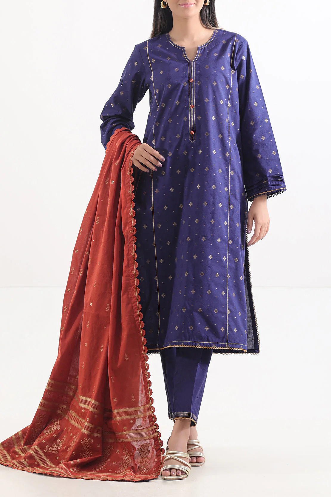 Unstitched Jacquard Cotton 2 Piece (Shirt/Dupatta)