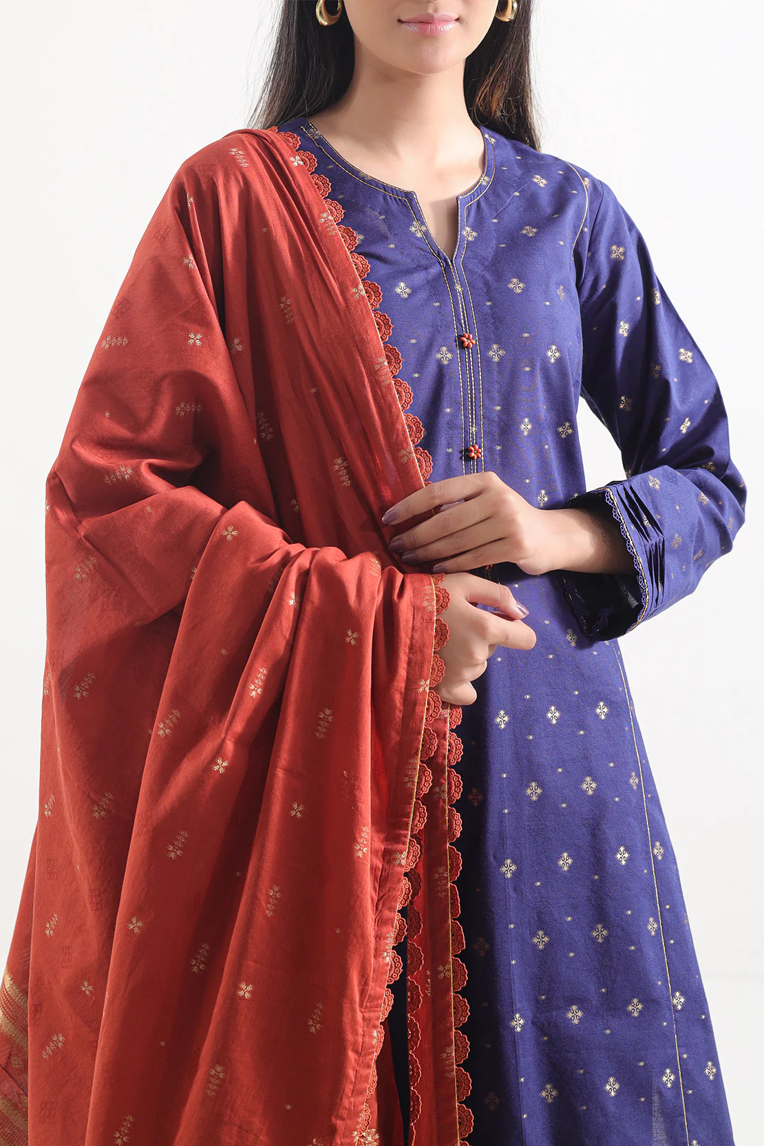 Unstitched Jacquard Cotton 2 Piece (Shirt/Dupatta) - Image 2