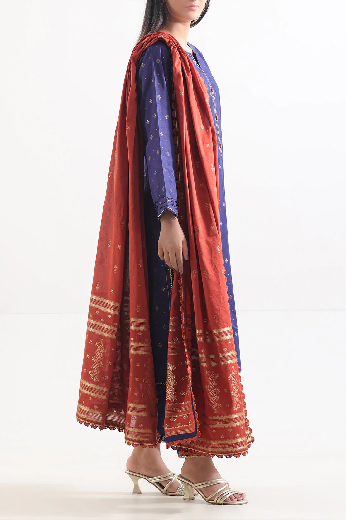 Unstitched Jacquard Cotton 2 Piece (Shirt/Dupatta) - Image 3