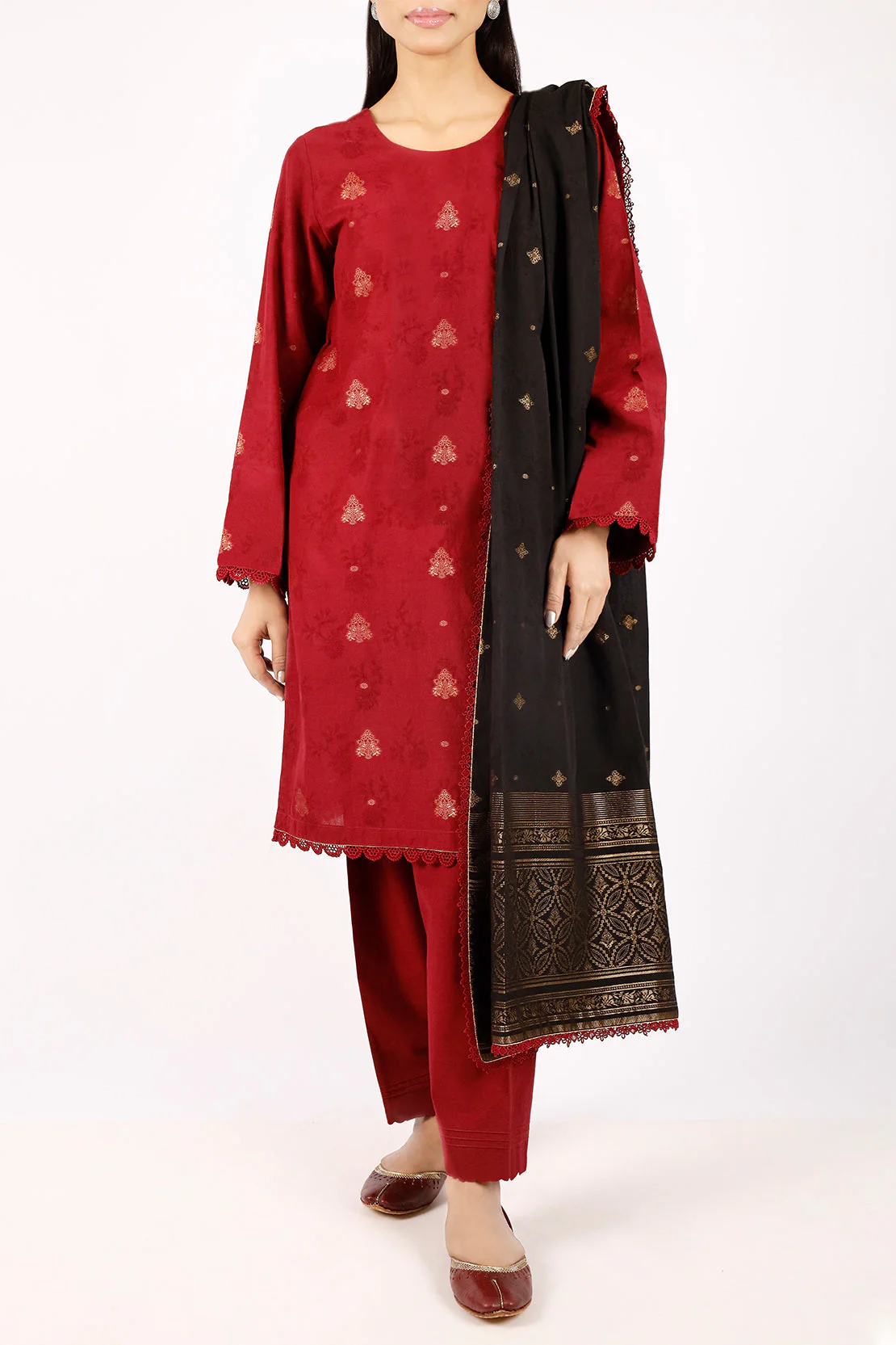 Unstitched Jacquard Cotton 2 Piece (Shirt/Dupatta)
