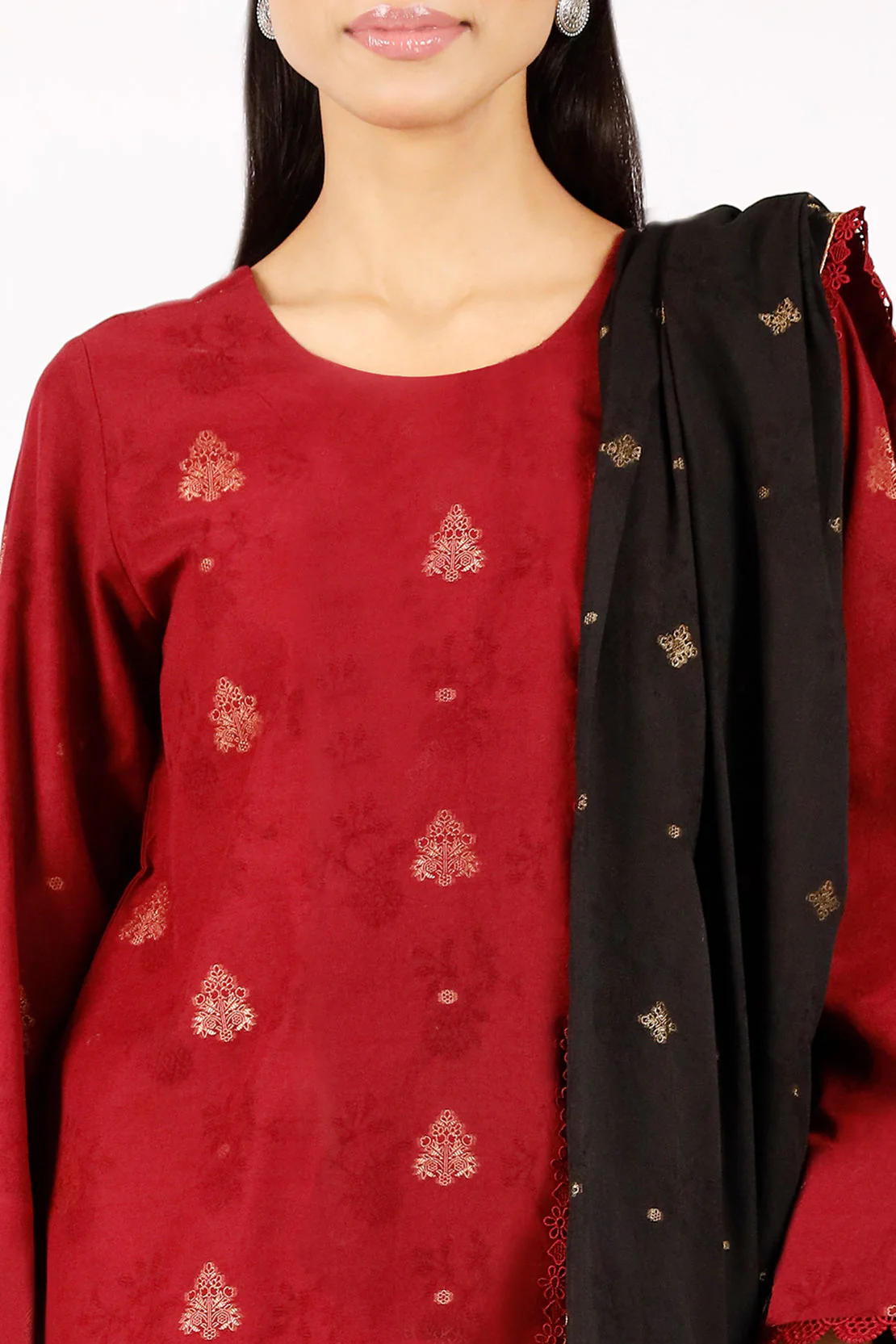 Unstitched Jacquard Cotton 2 Piece (Shirt/Dupatta) - Image 2