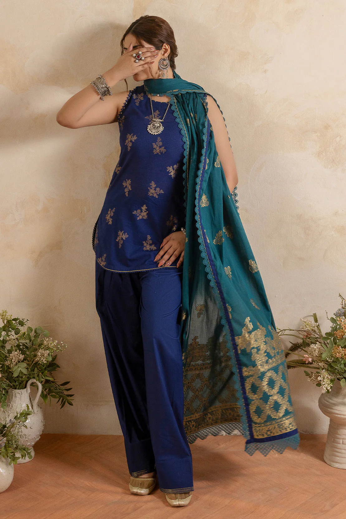 Unstitched Jacquard Cotton 2 Piece (Shirt/Dupatta)