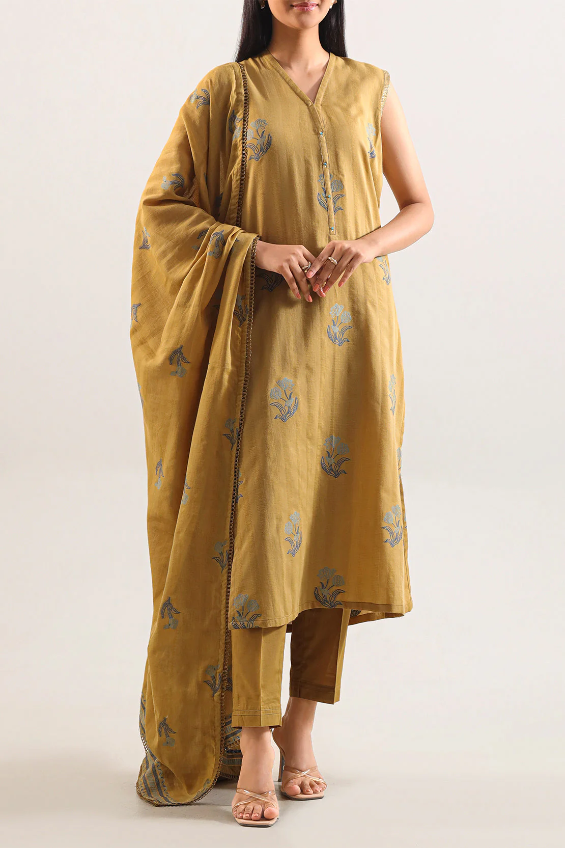 Unstitched Jacquard Cotton  2 Piece (Shirt/Dupatta)