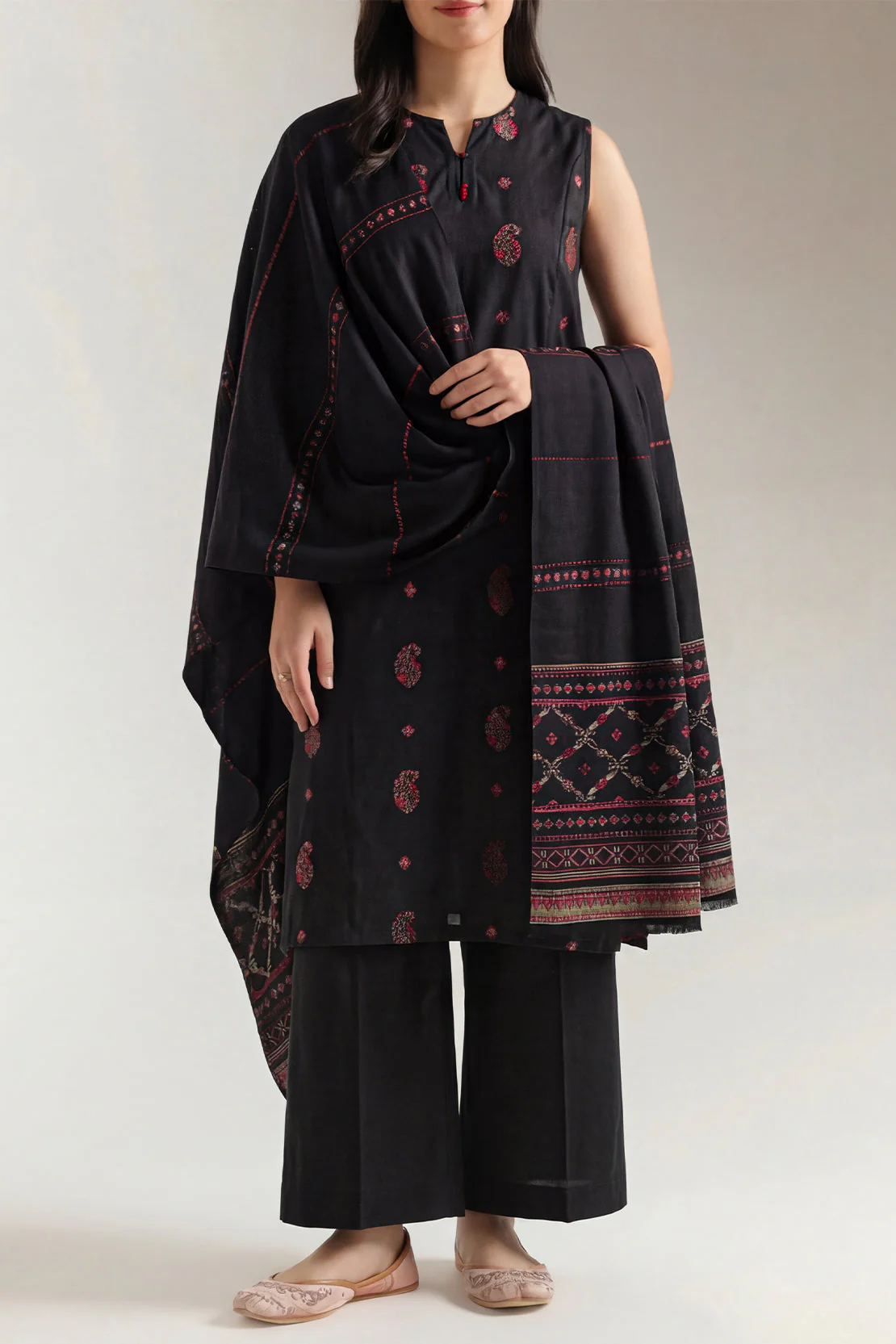 Unstitched Jacquard Cotton 2 Piece (Shirt/Dupatta)