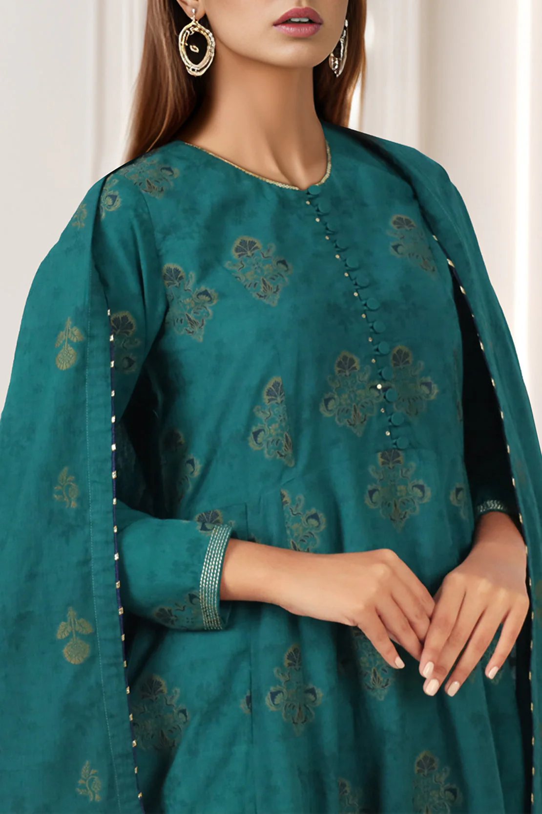 Unstitched Jacquard Cotton 2 Piece (Shirt/Dupatta) - Image 3