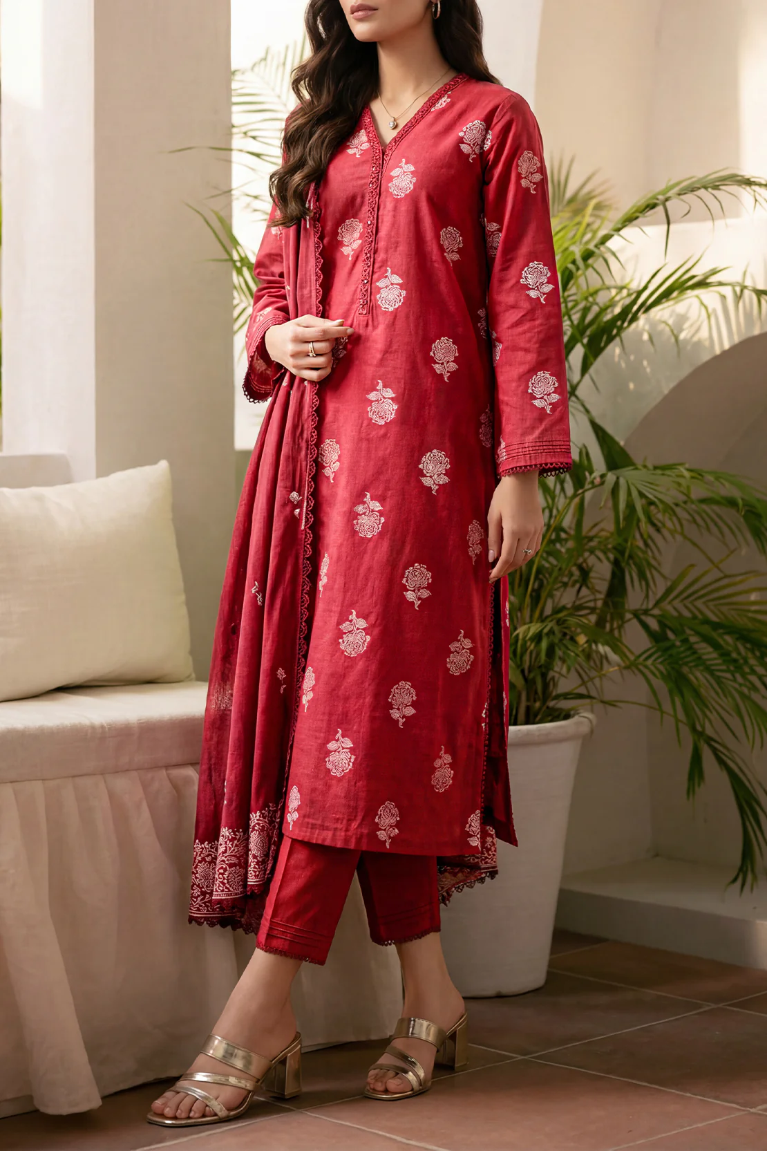 Unstitched Jacquard Cotton 2 Piece (Shirt/Dupatta)