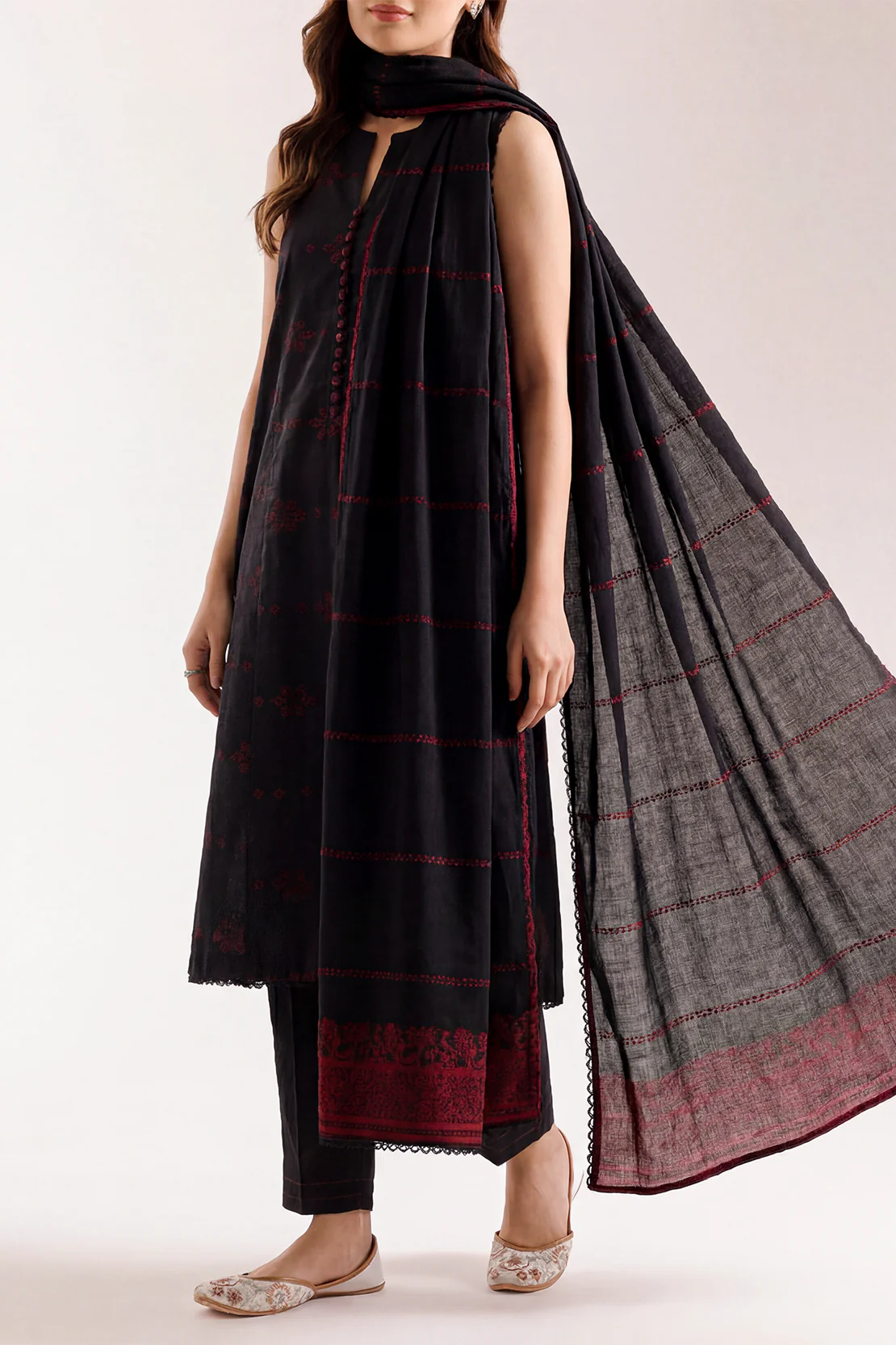 Unstitched Jacquard Cotton 2 Piece (Shirt/Dupatta)