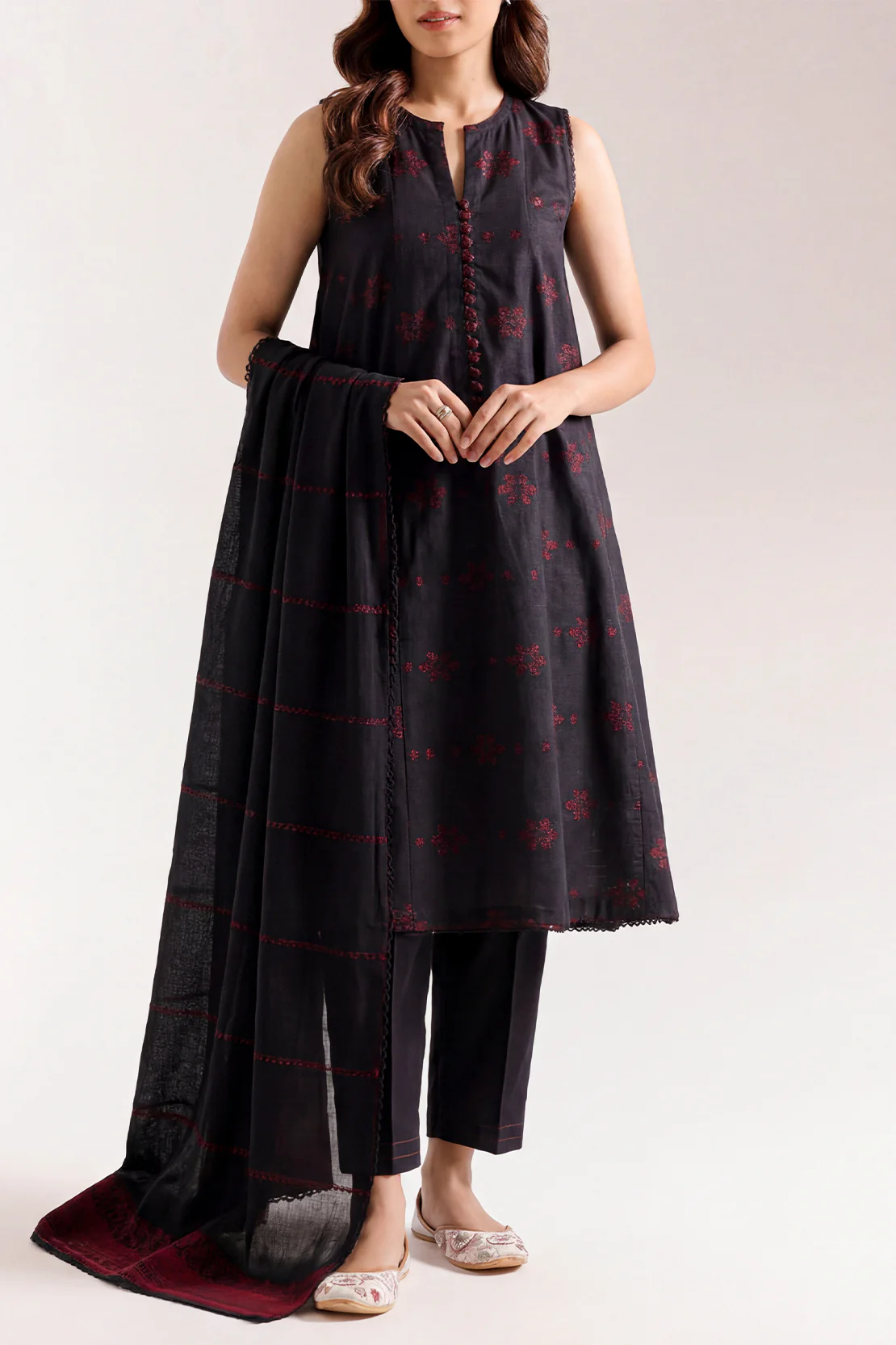 Unstitched Jacquard Cotton 2 Piece (Shirt/Dupatta) - Image 2