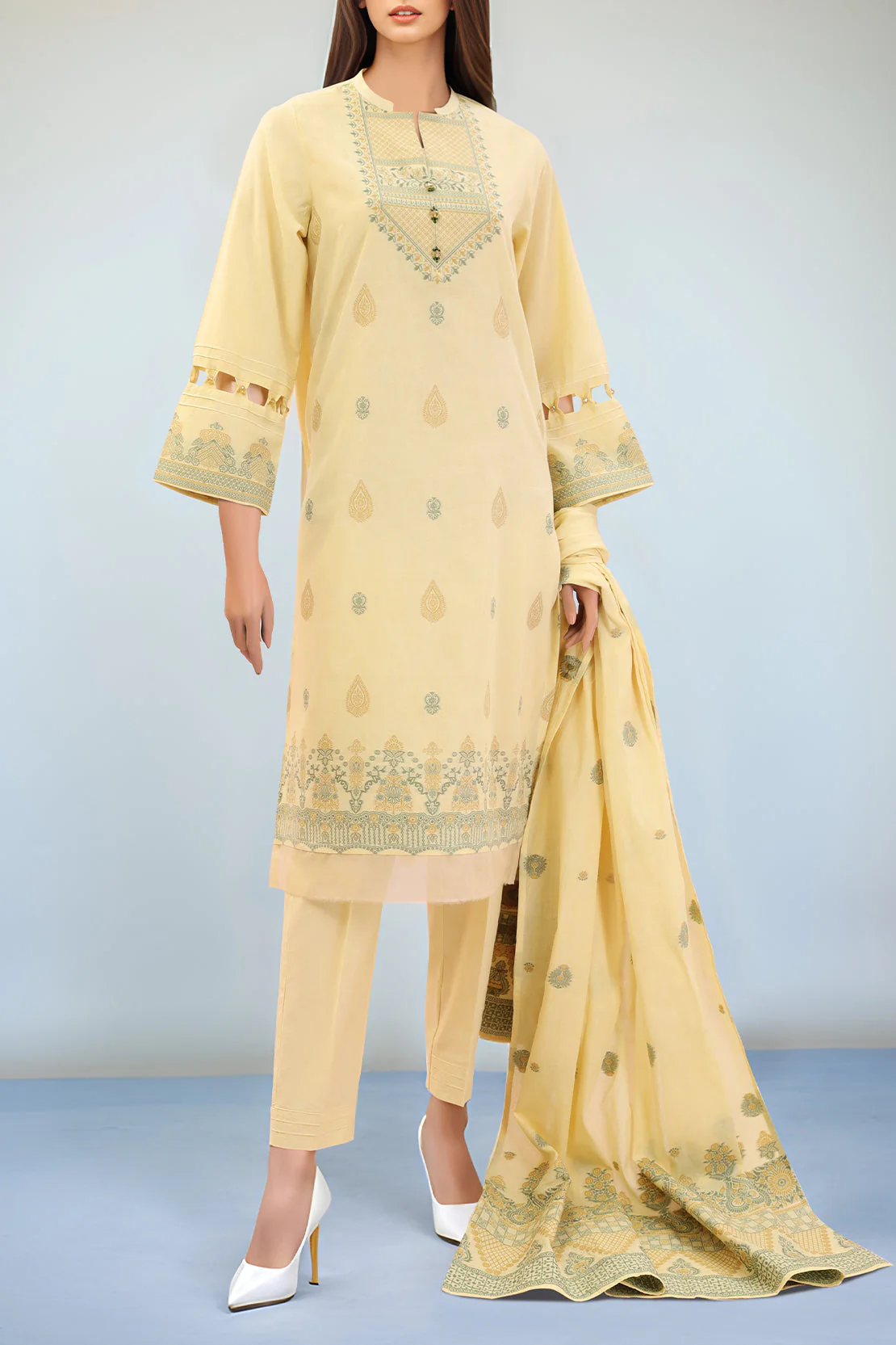 Unstitched Jacquard Cotton 2 Piece (Shirt/Dupatta)