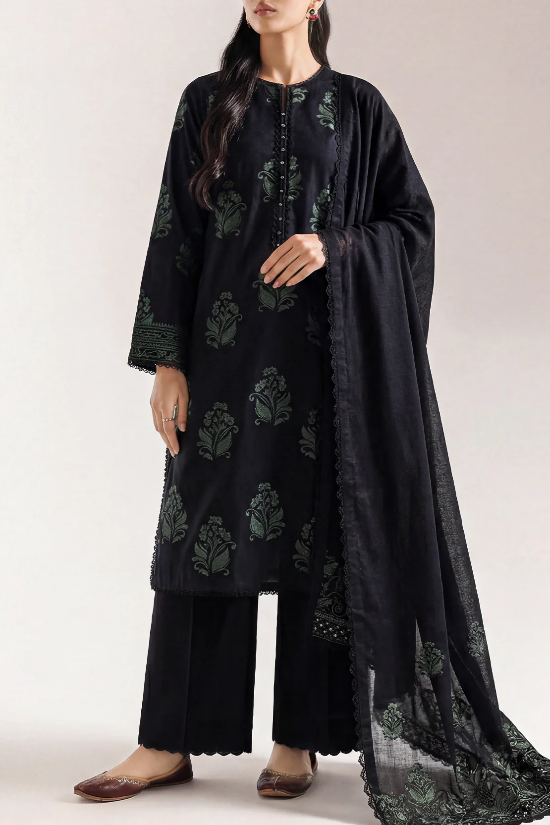 Unstitched Jacquard Cotton 2 Piece (Shirt/Dupatta)