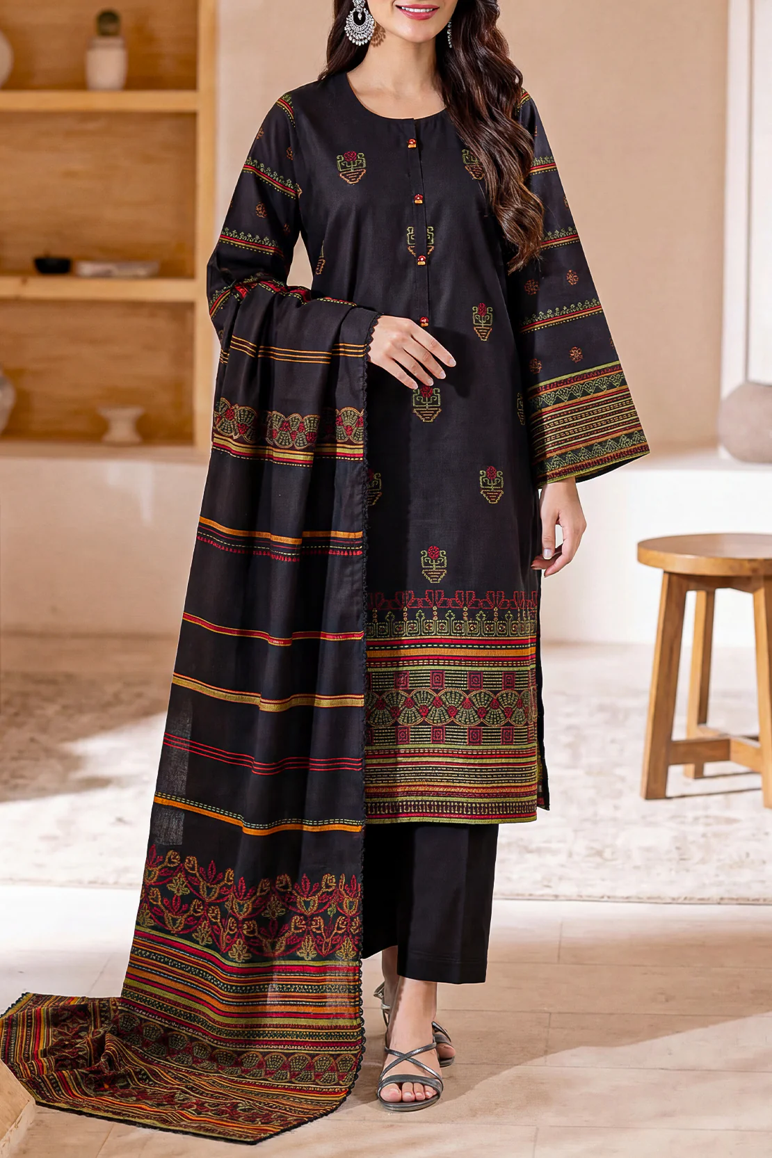 Unstitched Jacquard Cotton 2 Piece (Shirt/Dupatta)