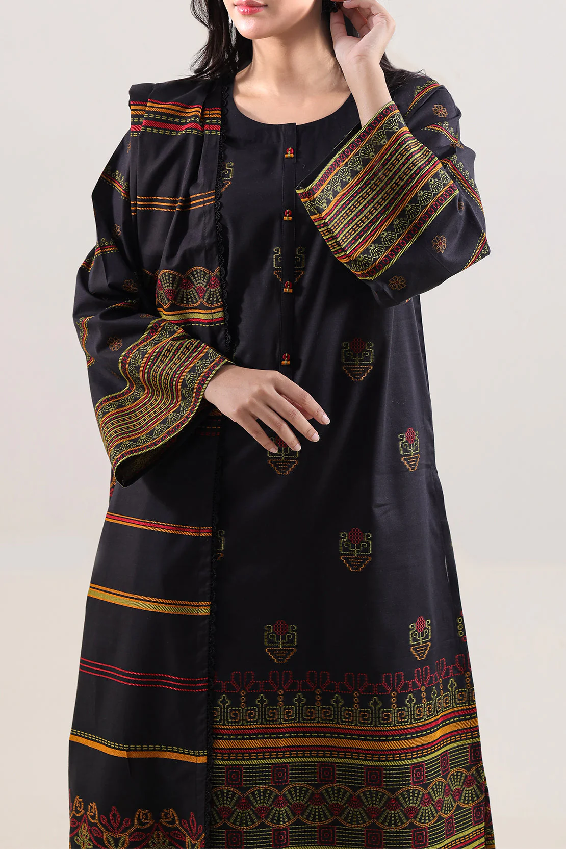 Unstitched Jacquard Cotton 2 Piece (Shirt/Dupatta) - Image 2