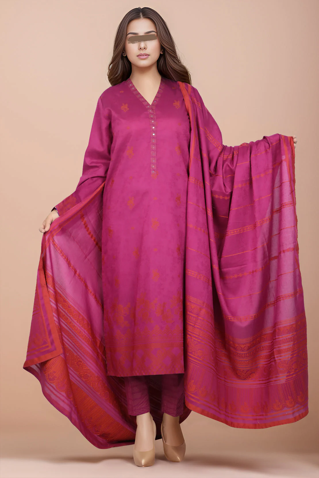 Unstitched Jacquard Cotton 2 Piece (Shirt/Trouser) - Image 2