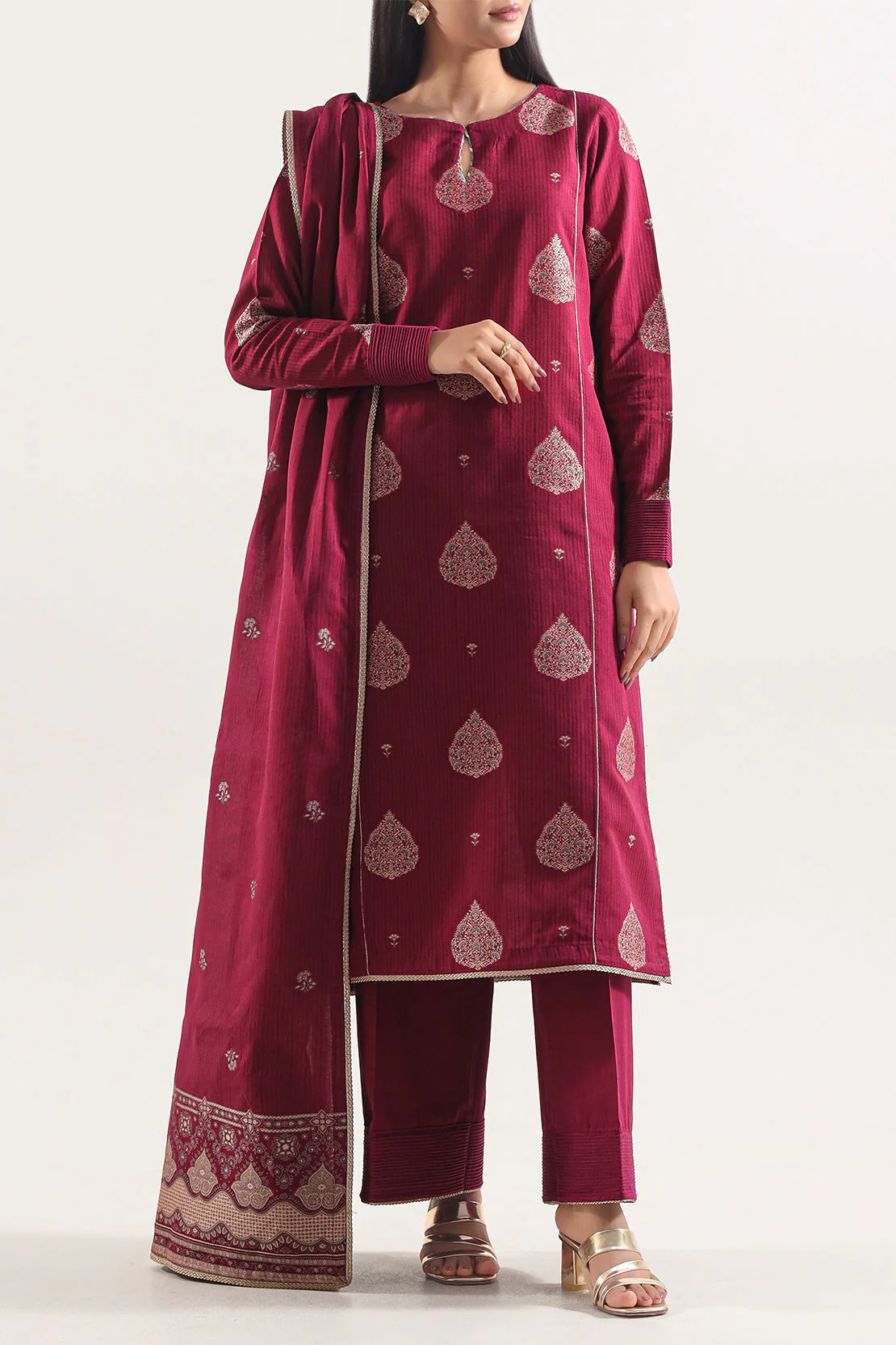 Unstitched Jacquard Cotton 2 Piece (Shirt/Trouser)