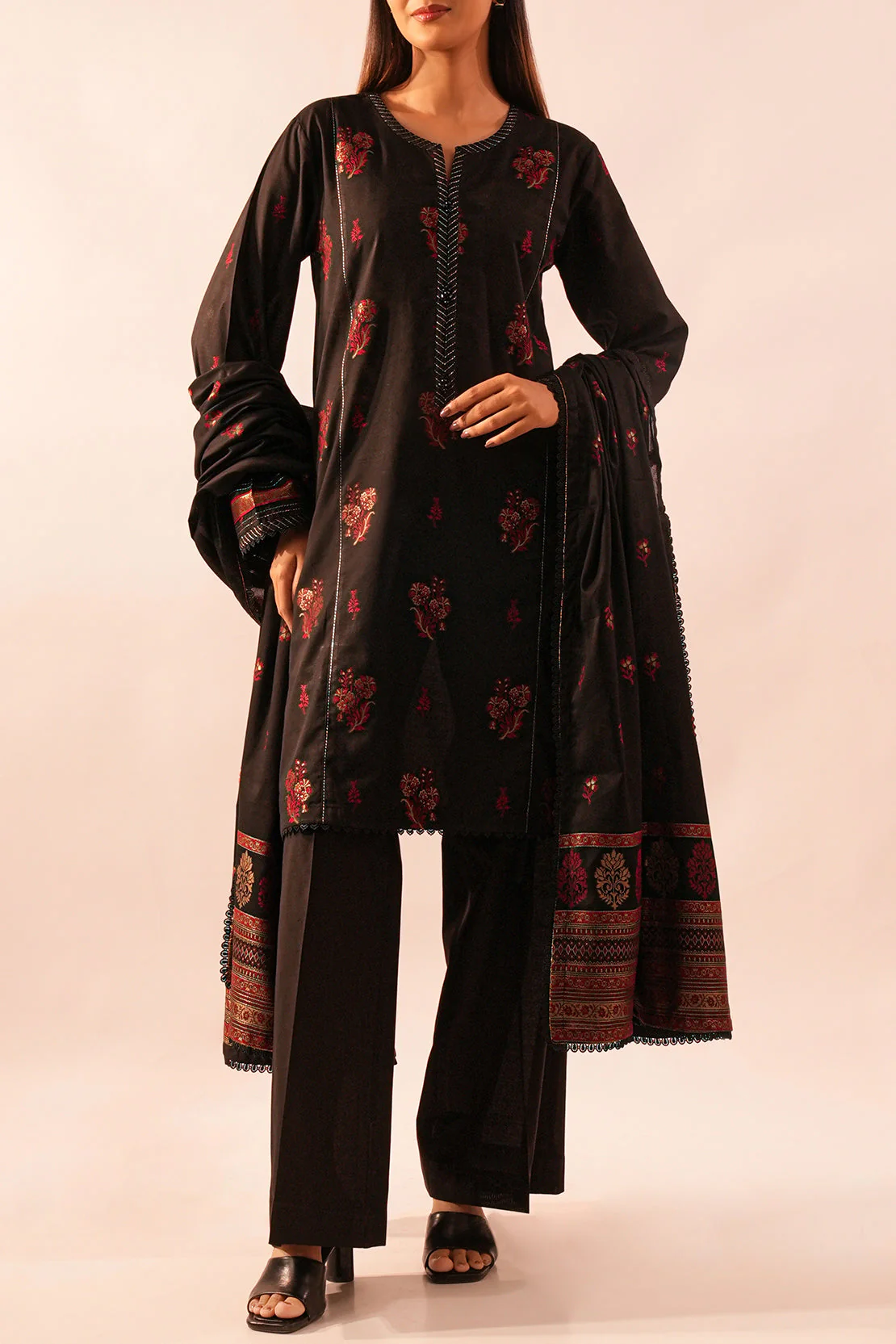 Unstitched Jacquard Cotton 2 Piece (Shirt/Trouser)