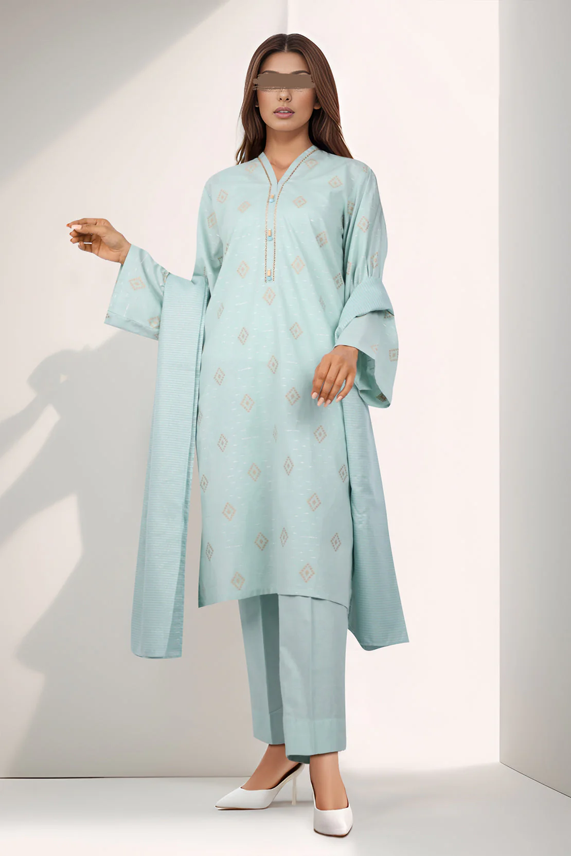 Unstitched Jacquard Cotton 2 Piece (Shirt/Trouser) - Image 2