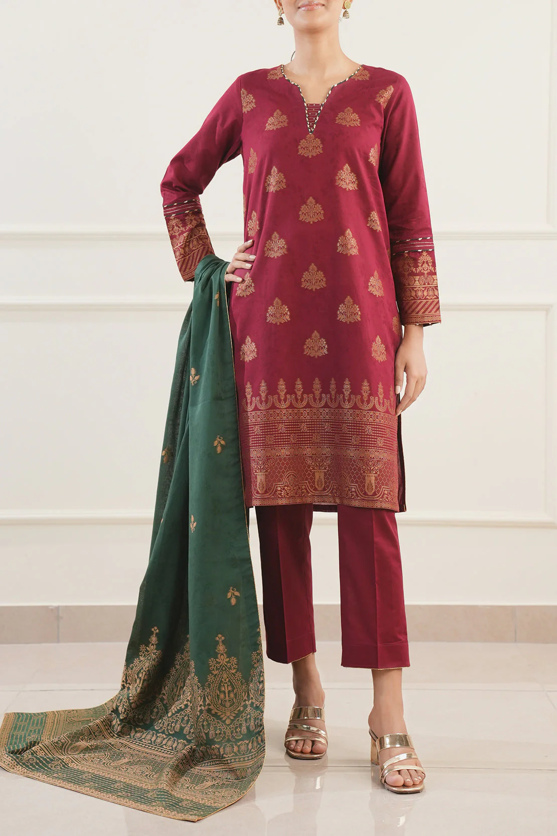 Unstitched Jacquard Cotton 2 Piece (Shirt/Trouser) - Image 9