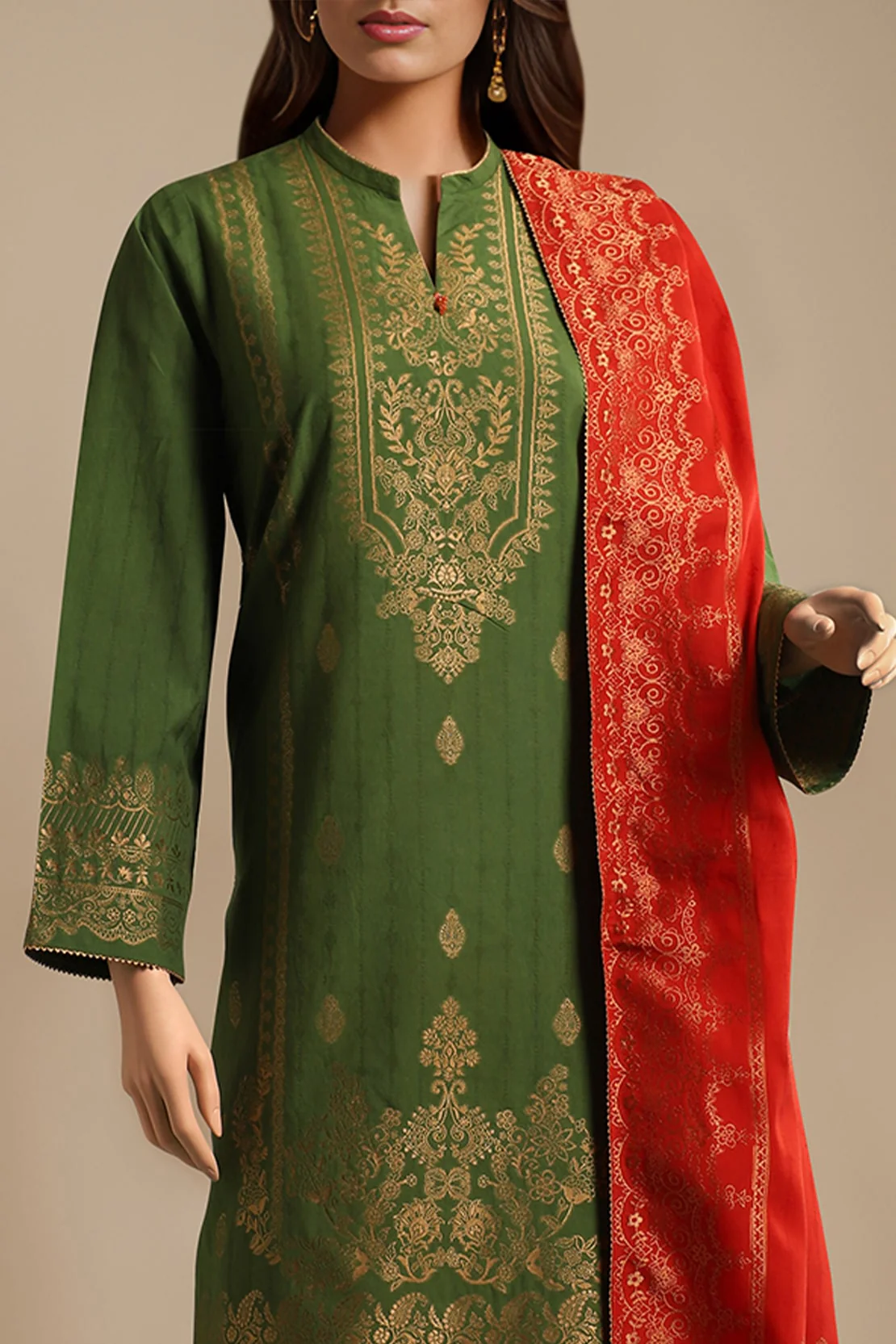 Unstitched Jacquard Cotton 2 Piece (Shirt/Trouser)