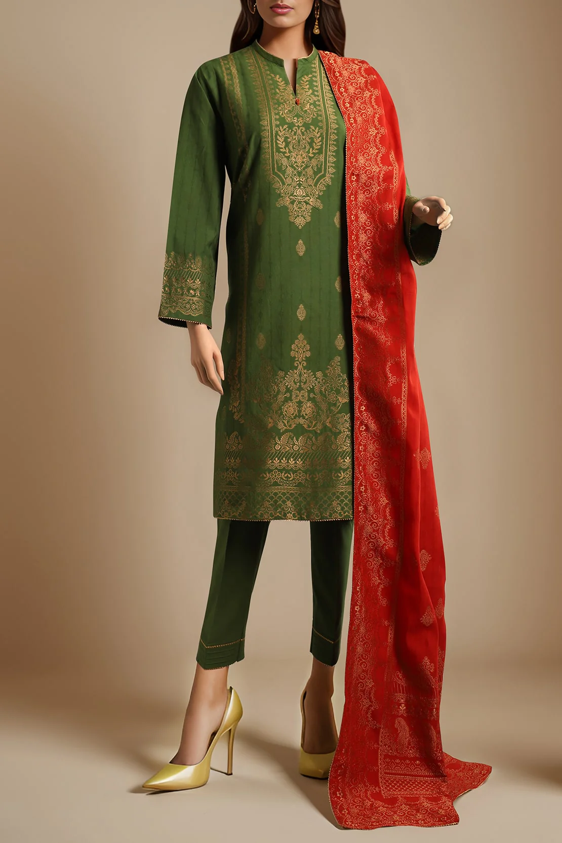 Unstitched Jacquard Cotton 2 Piece (Shirt/Trouser) - Image 2